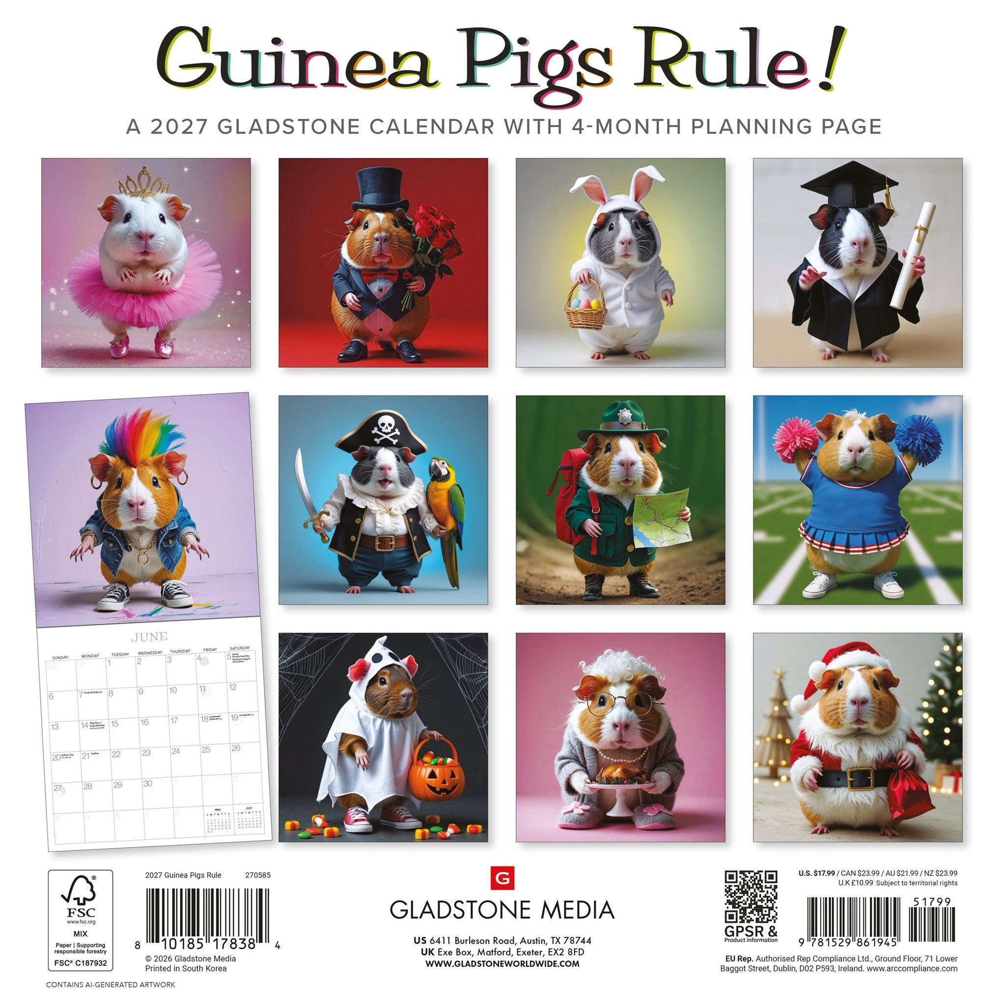 Guinea Pigs Rule! 2027 Wall Calendar