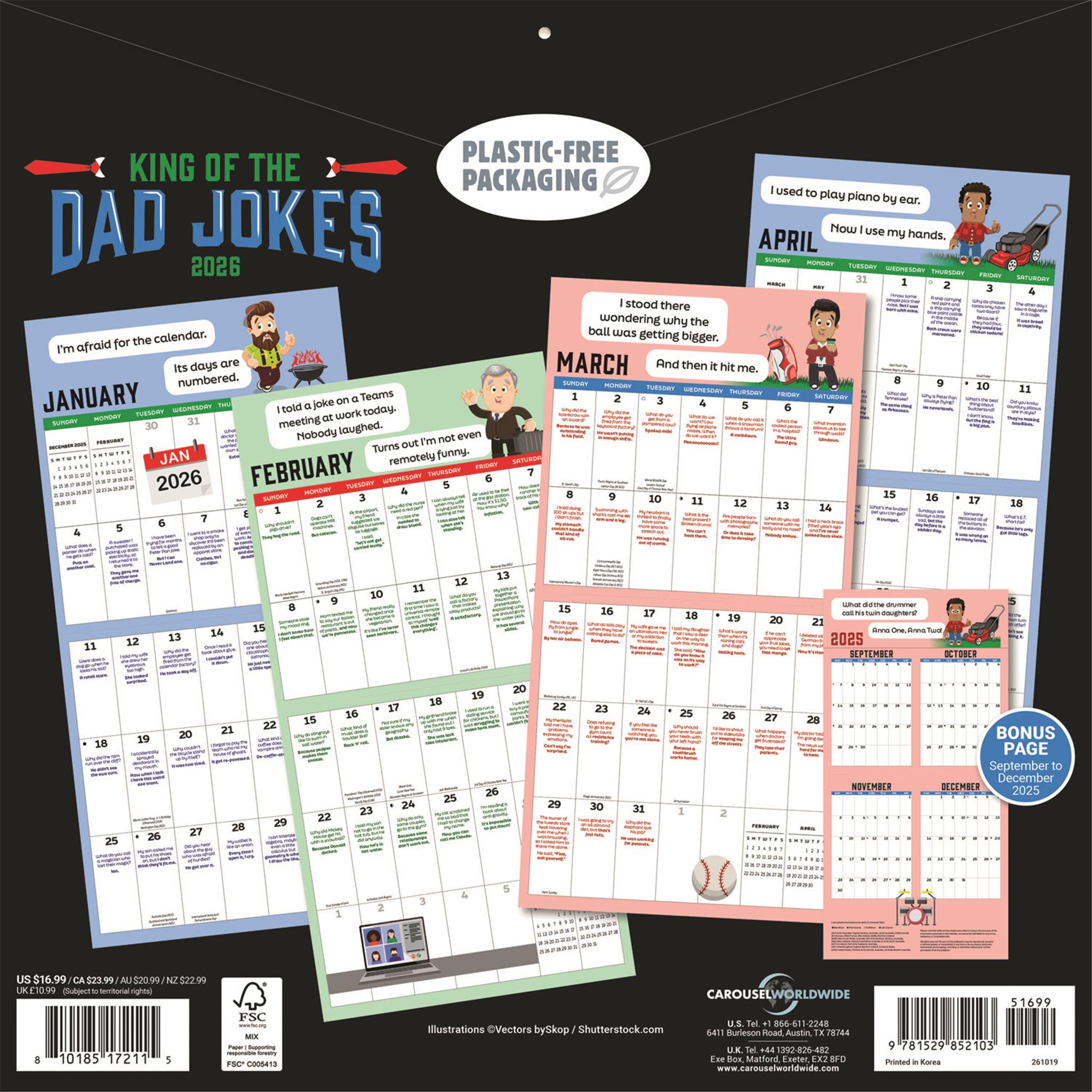 King Of The Dad Jokes 2026 Wall Calendar