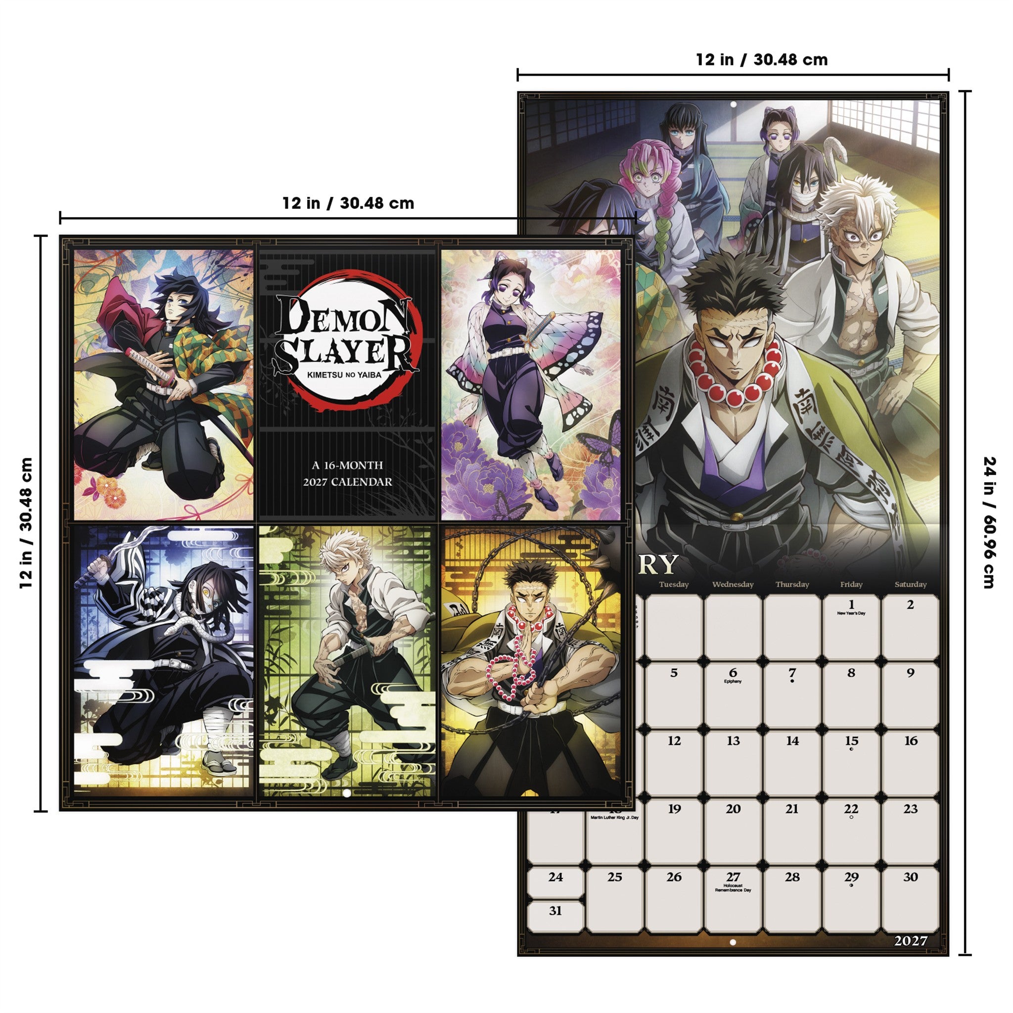 Demon Slayer Kimetsu no Yaiba Exclusive with Decals 2027 Wall Calendar