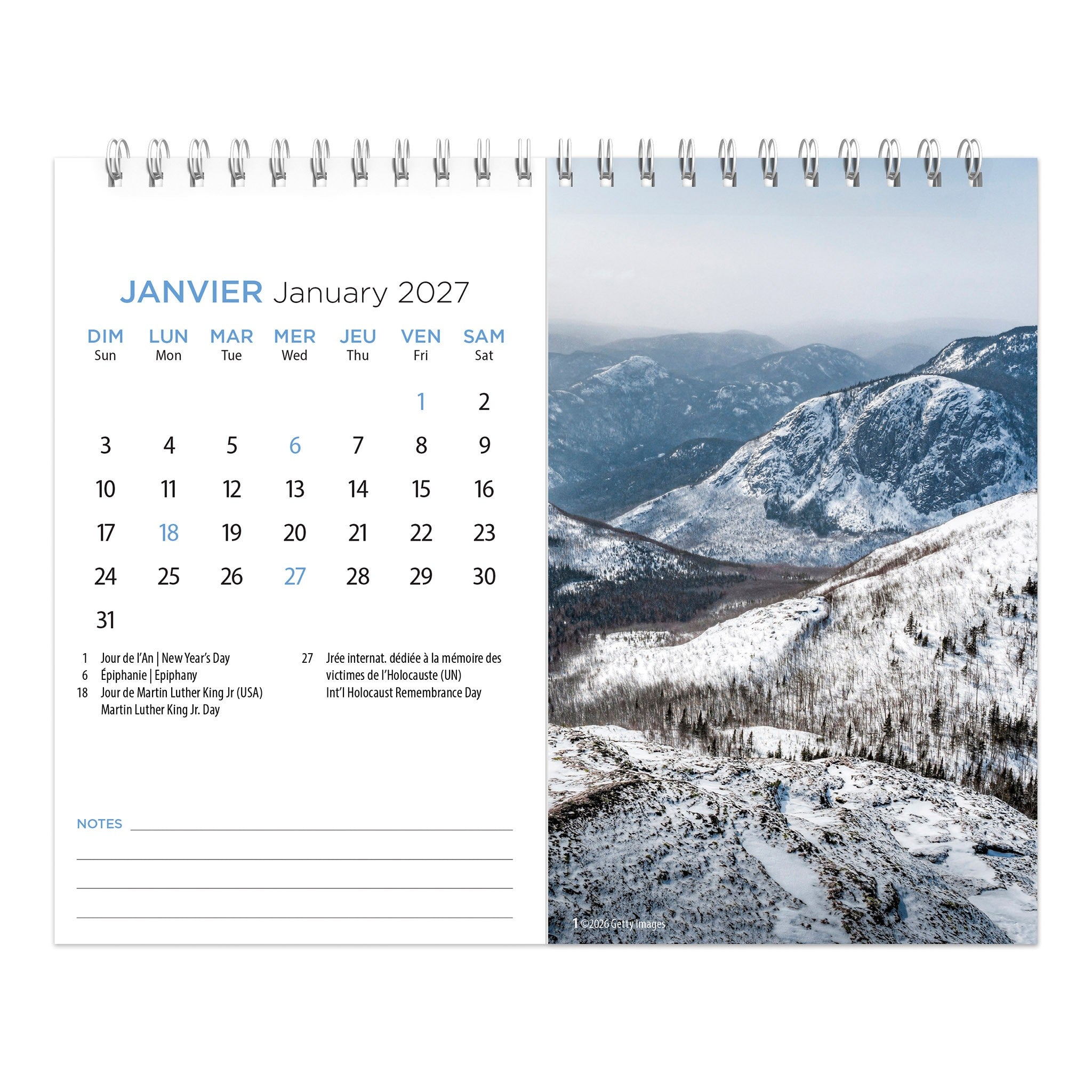 Québec Double-View 2027 Easel Calendar