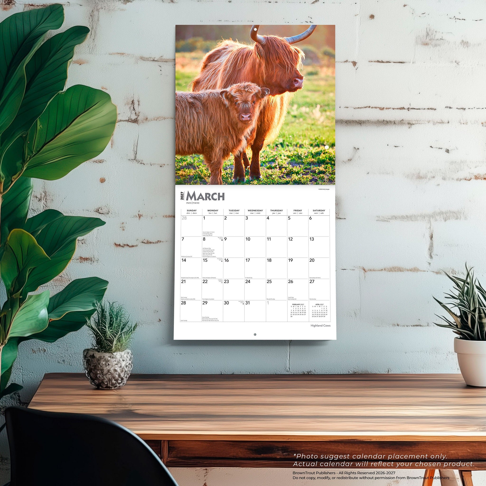 Highland Cows 2027 Wall Calendar
