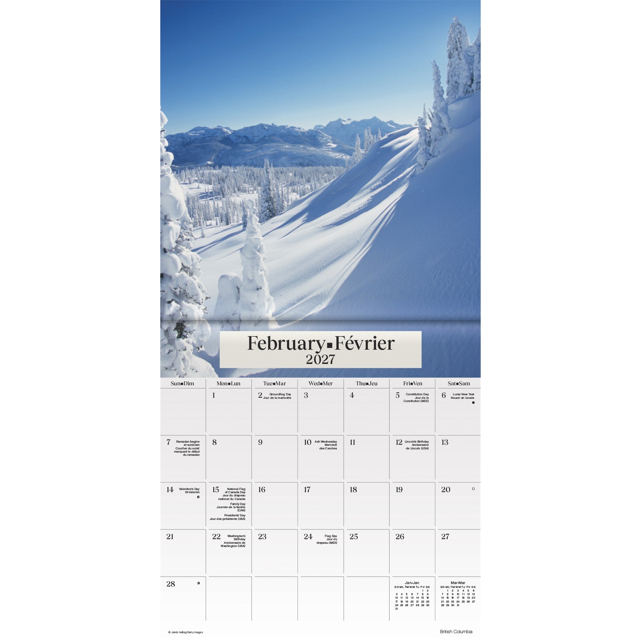 Canadian Landscapes / Paysages du Canada 2027 Mini Calendar