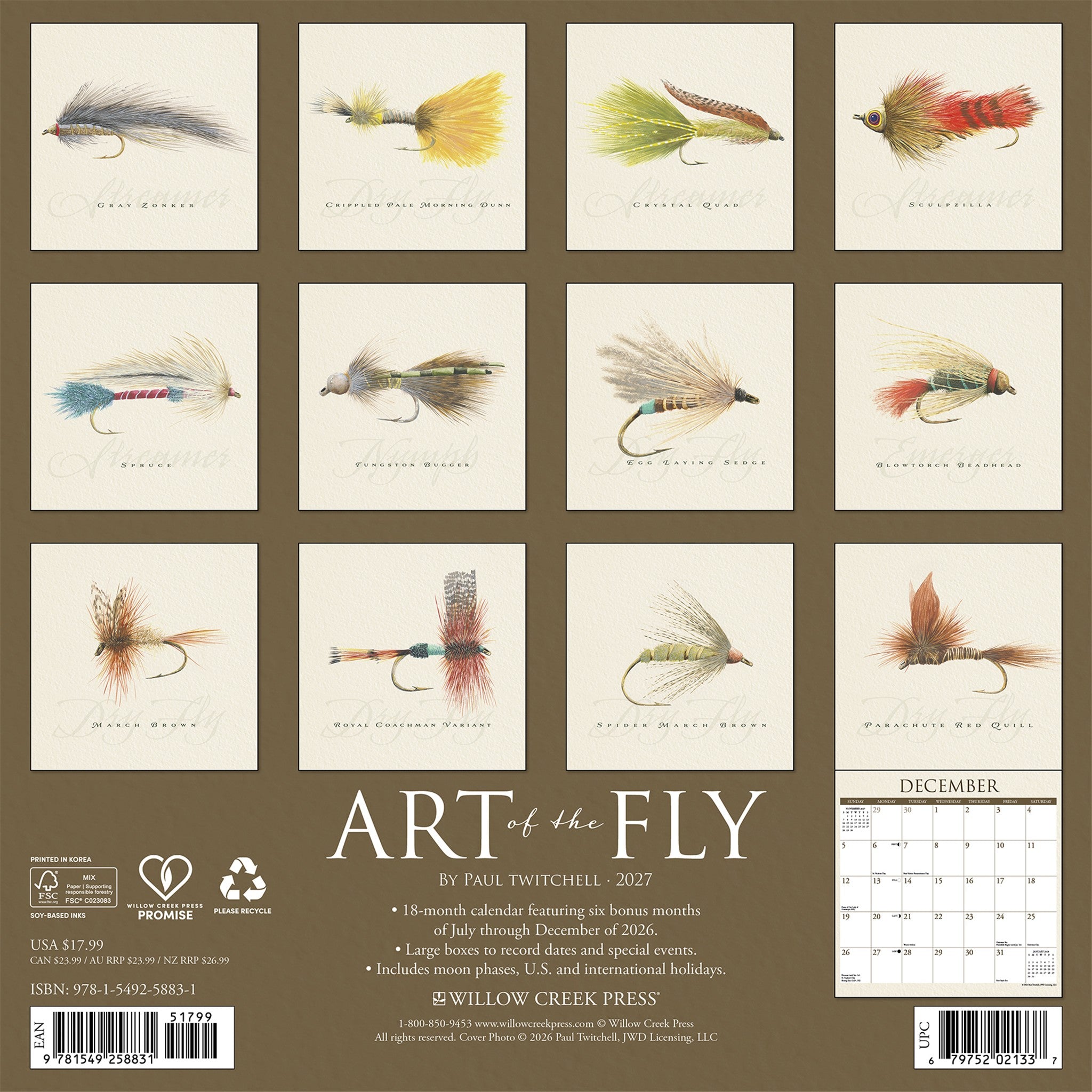 Art of the Fly 2027 Wall Calendar