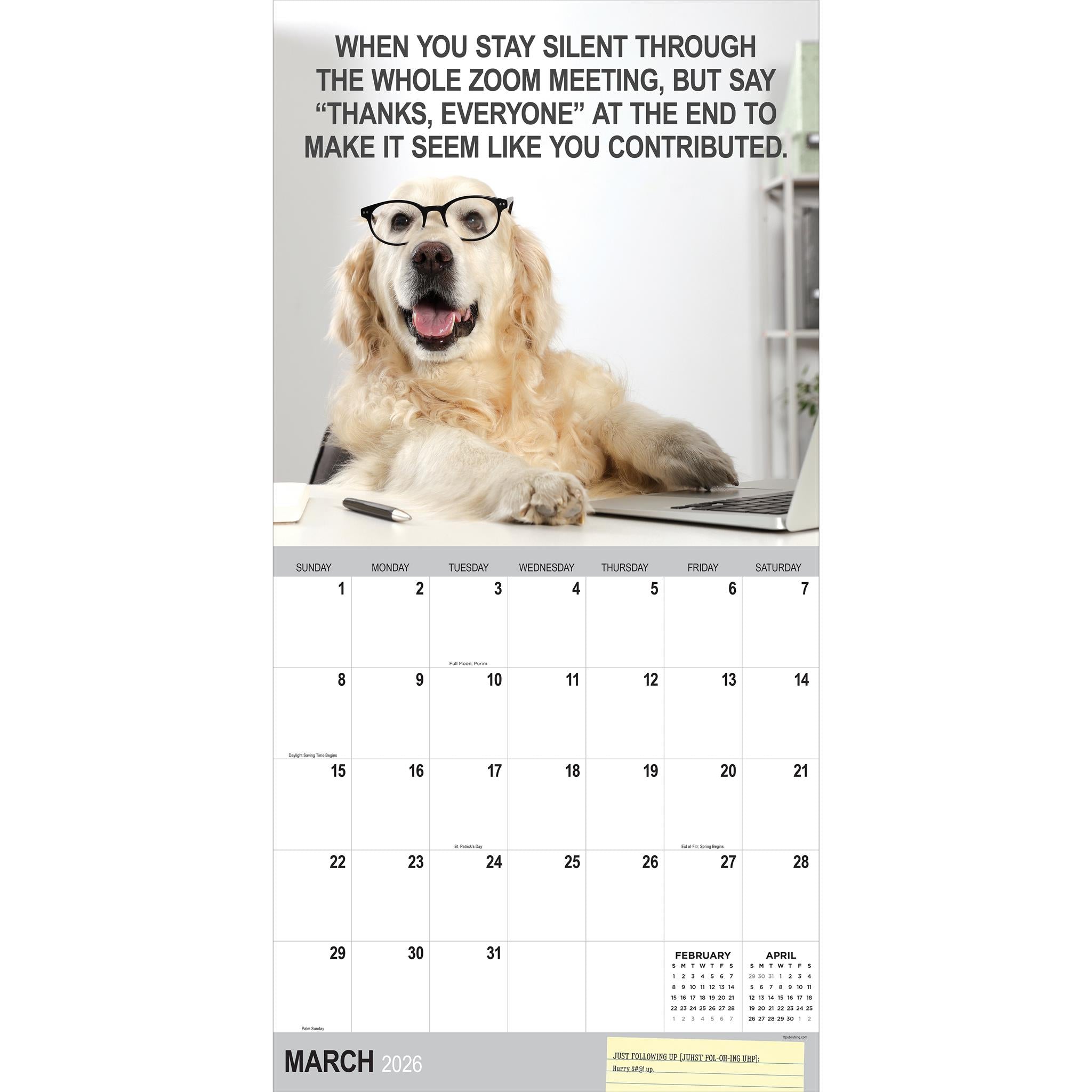 Desk Dogs 2026 Wall Calendar