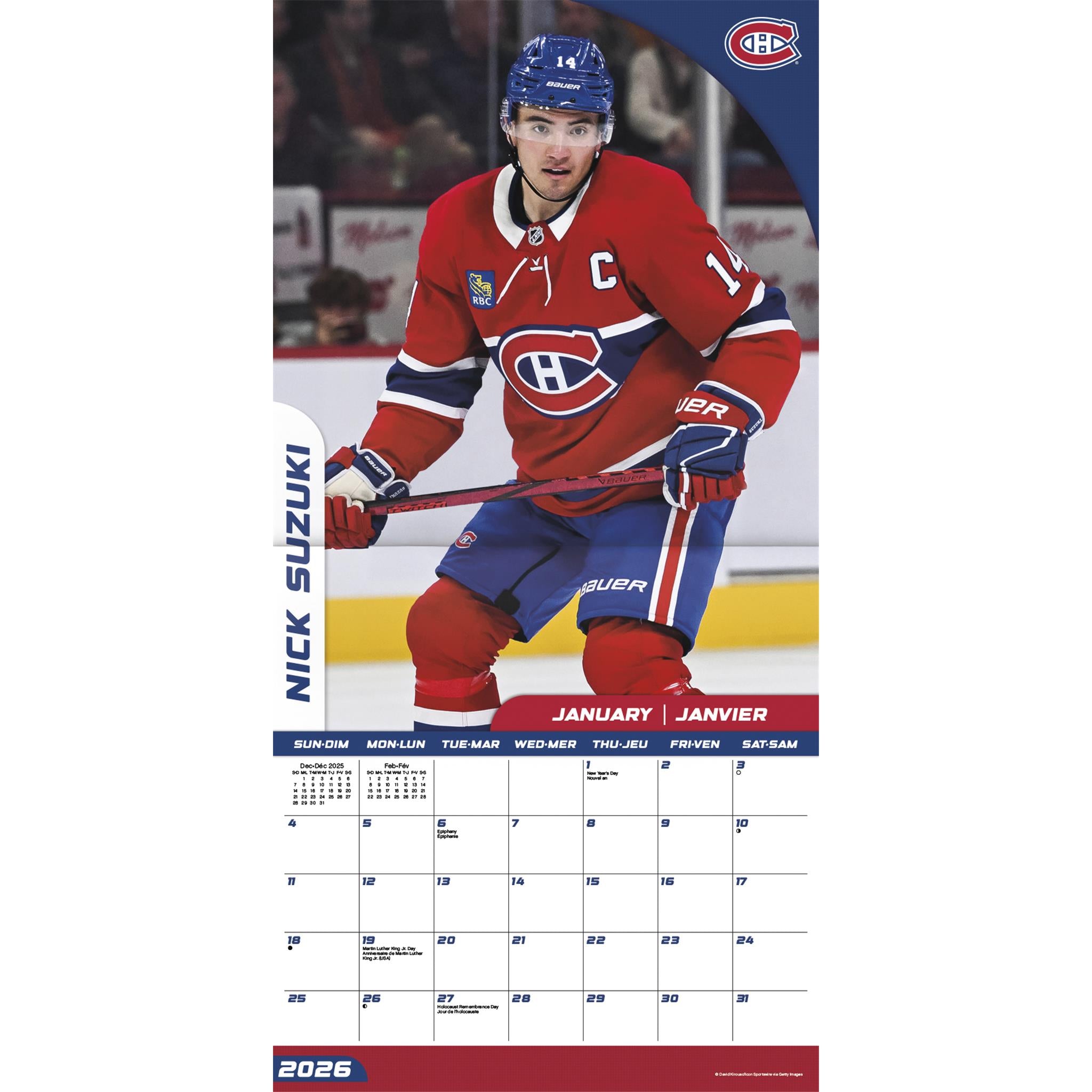 NHL Montreal Canadiens Bilingual 2026 Wall Calendar