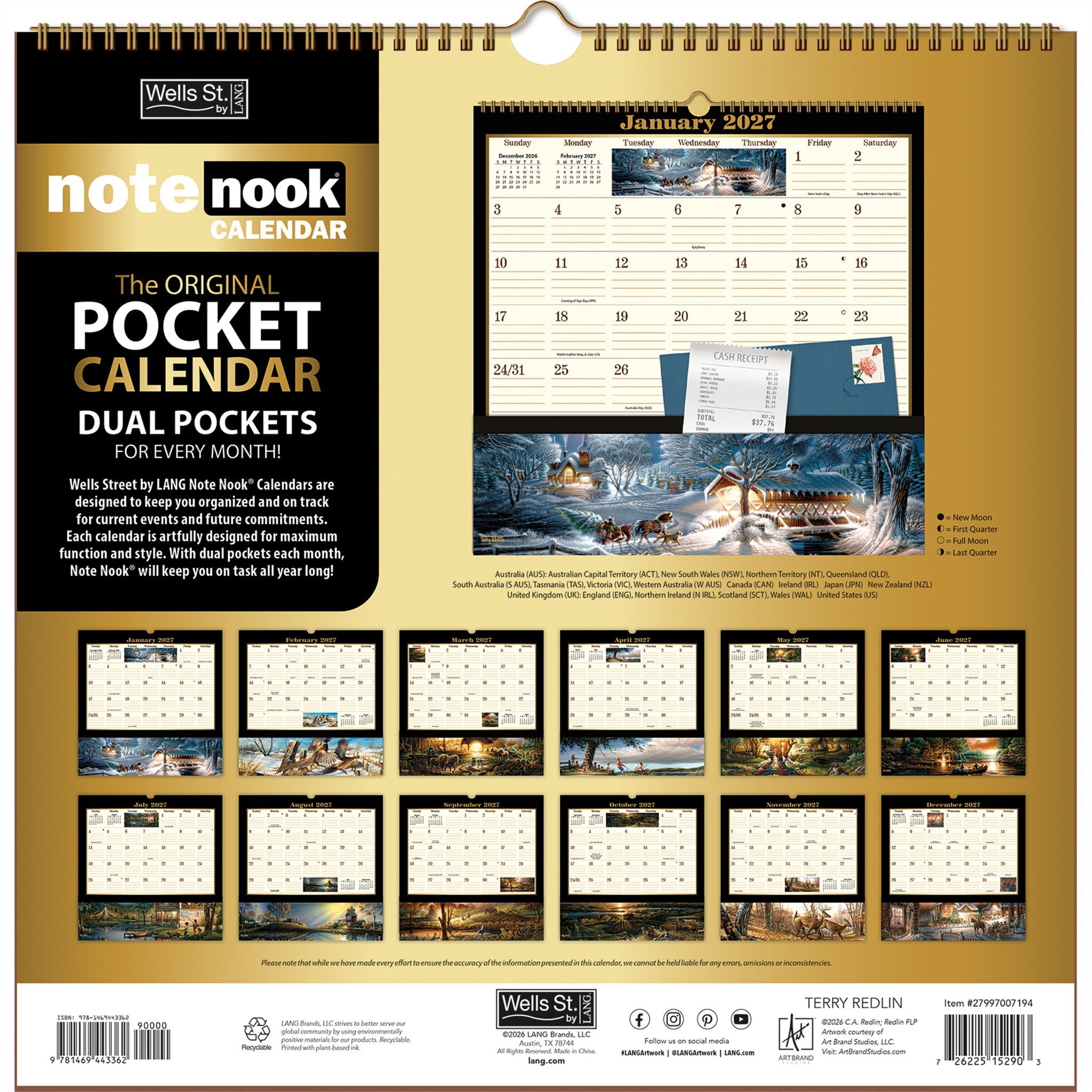 Terry Redlin Note Nook 2027 Wall Calendar