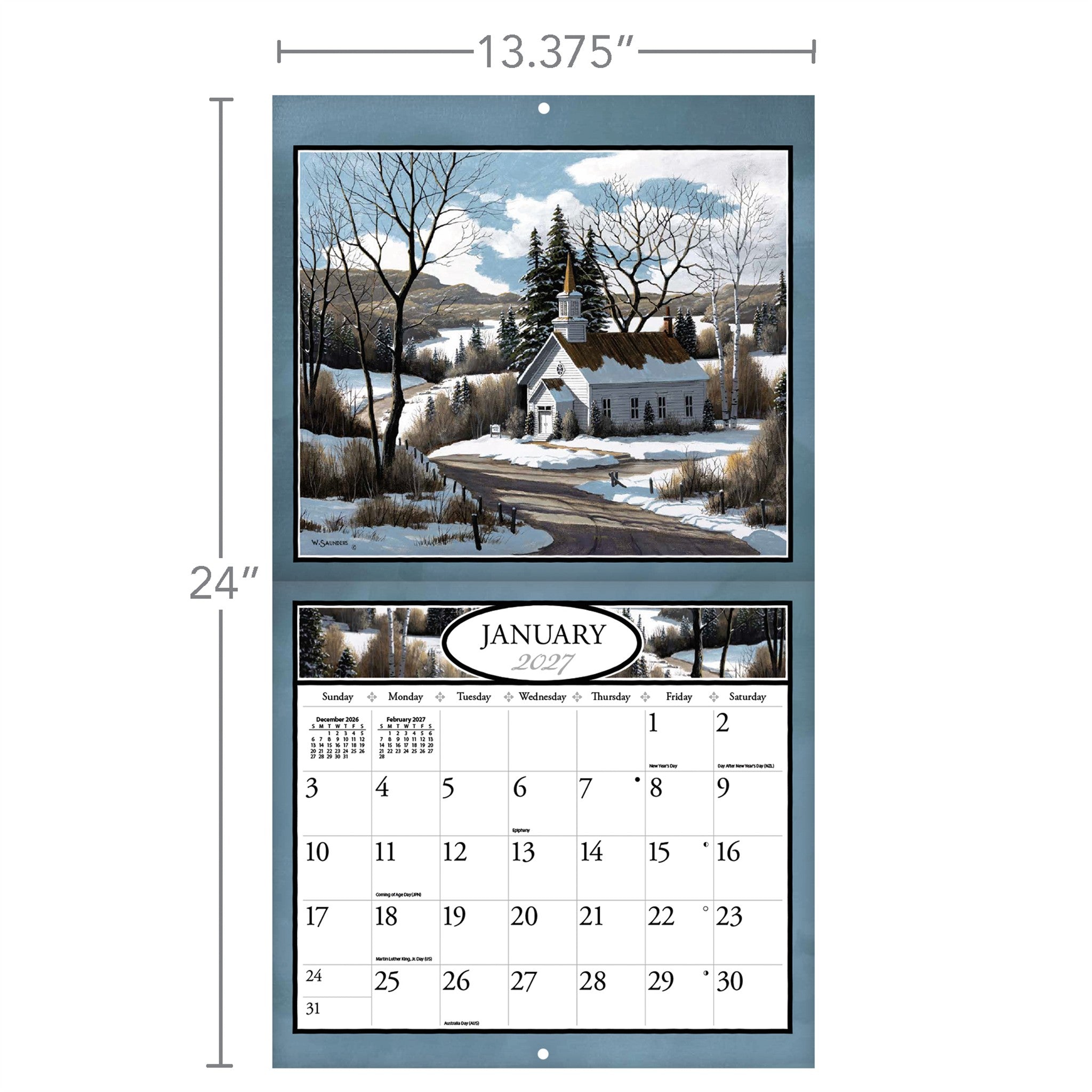 Country Churches 2027 Wall Calendar - Online Only