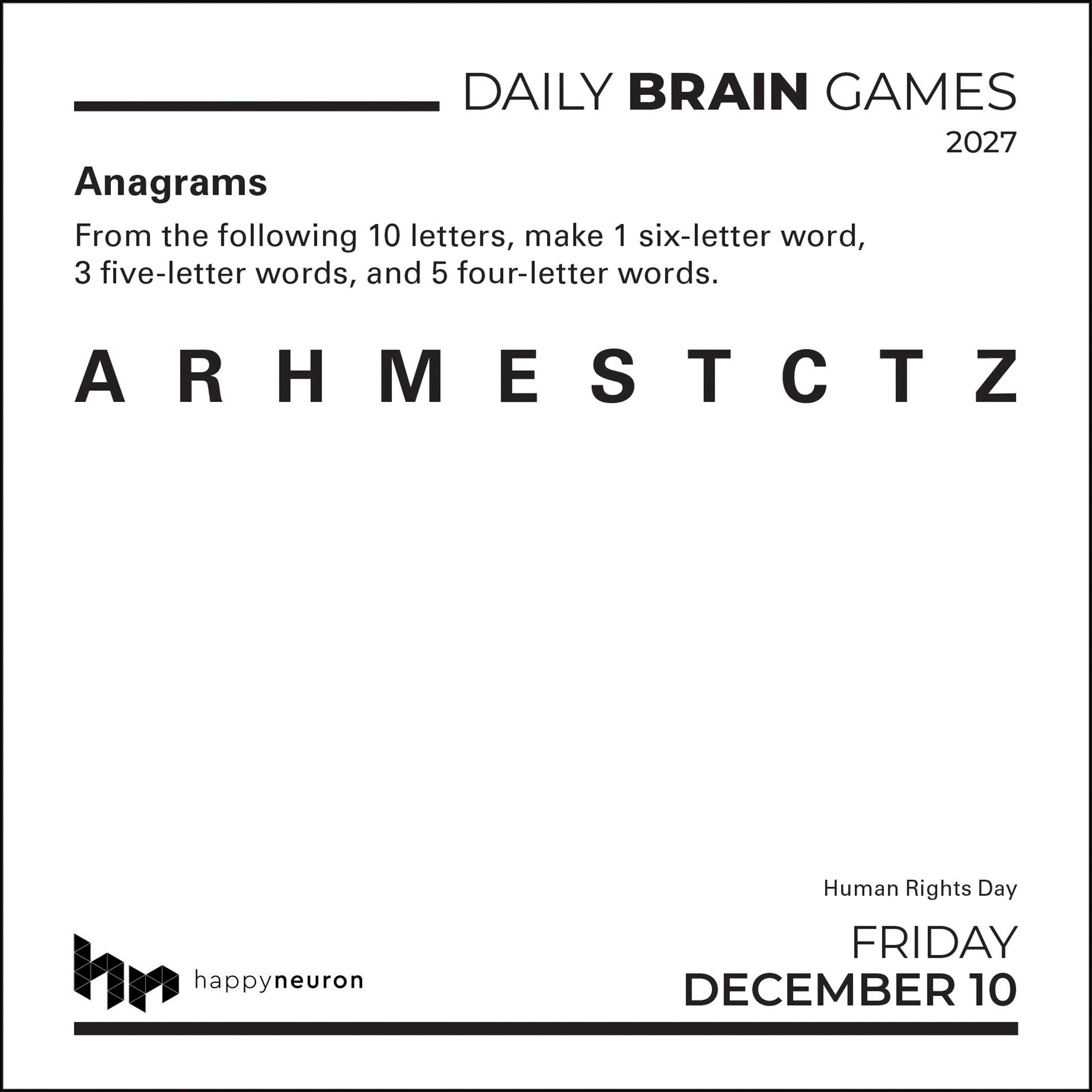 Daily Brain Games 2027 Box Calendar - Online Only