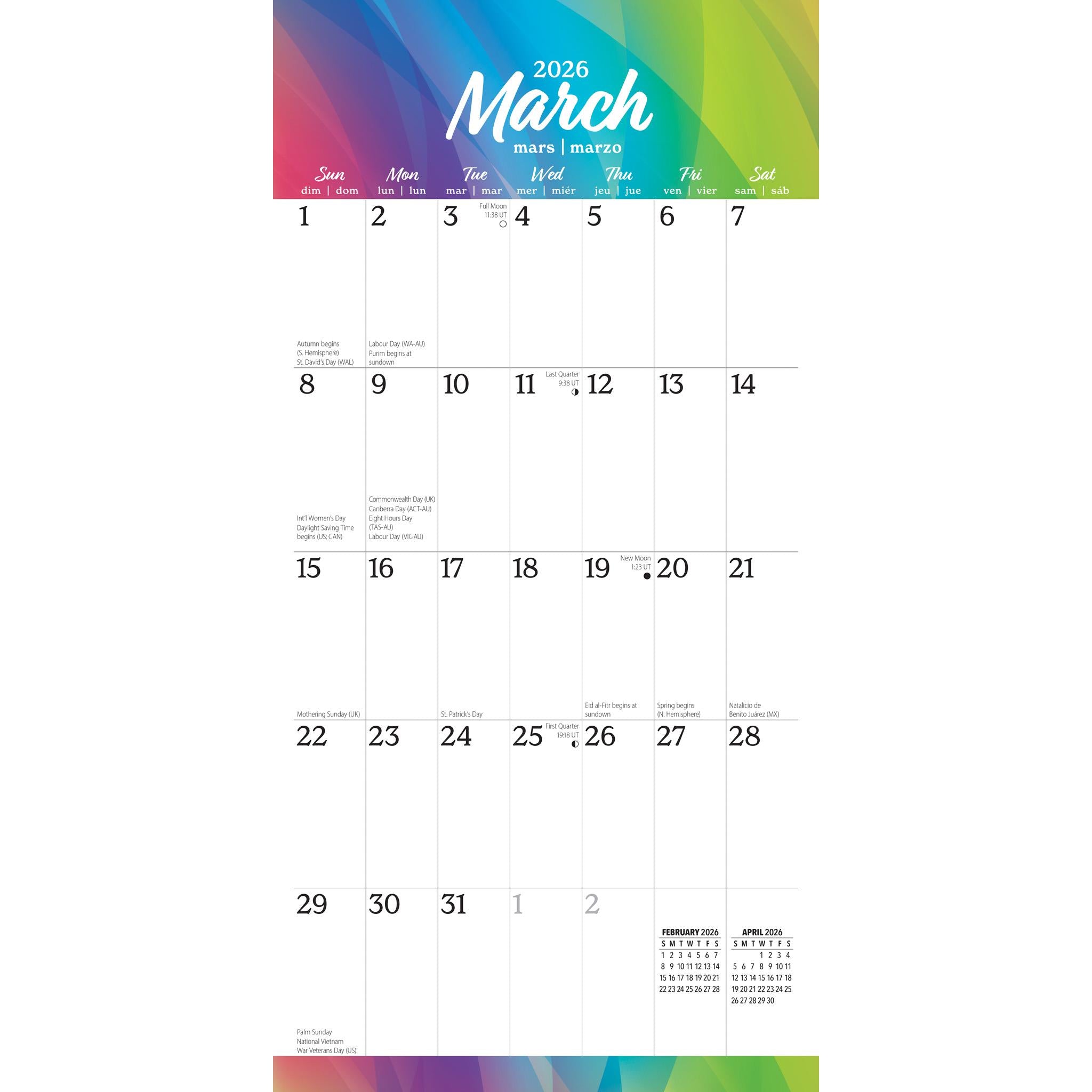 Big And Bright Large Print 2026 Wall Calendar