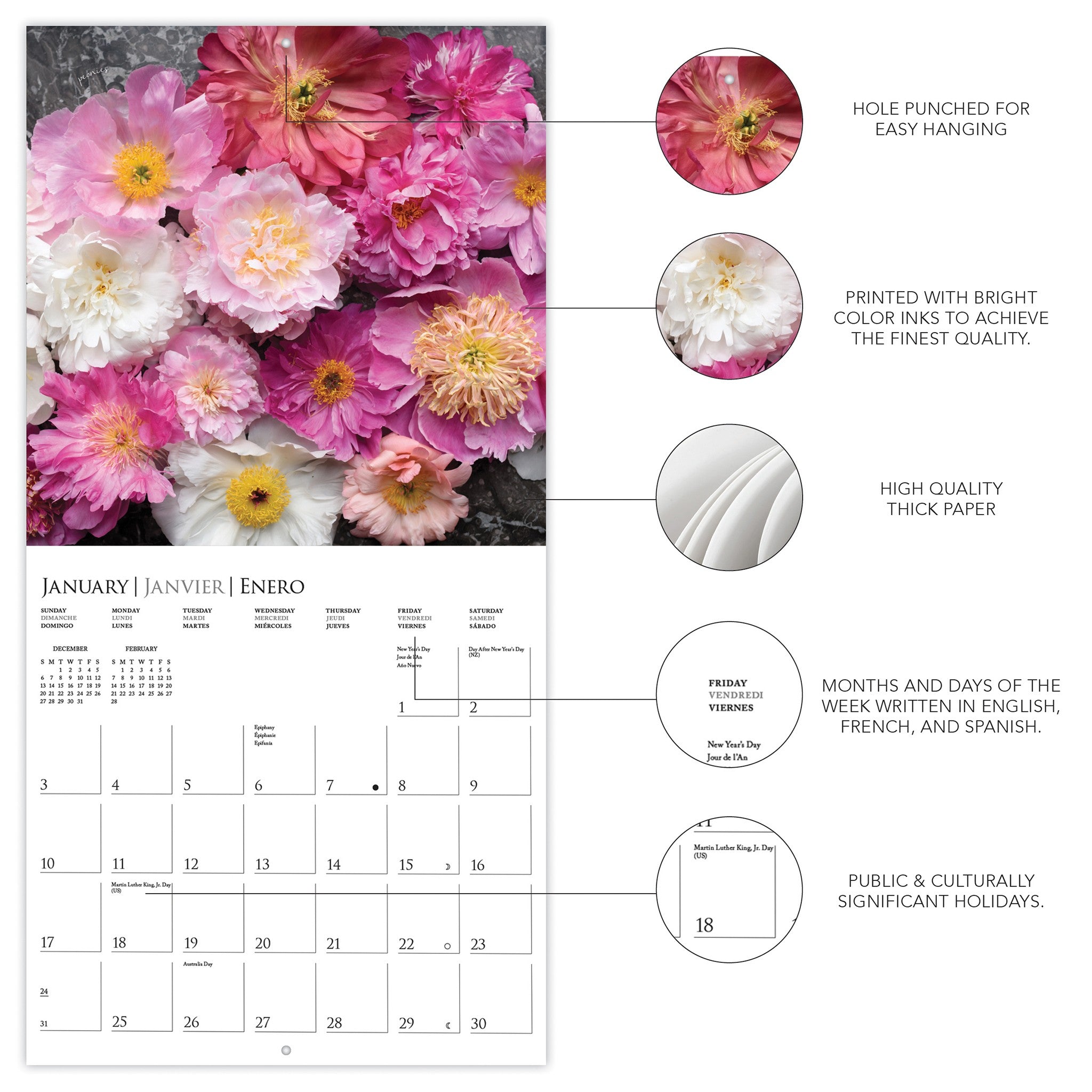 Fleurs 2027 Wall Calendar