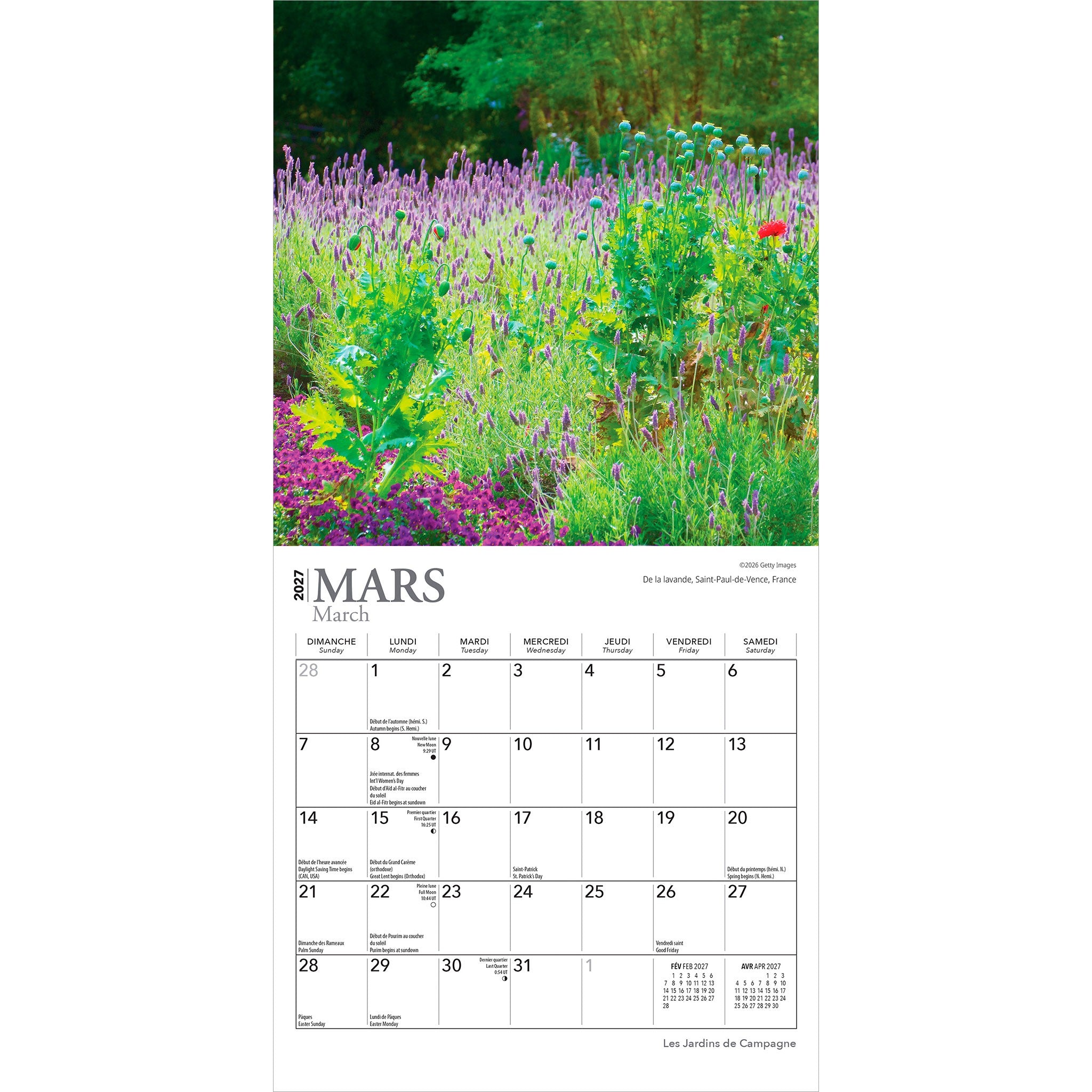 Les Jardins de Campagne 2027 Mini Calendar (French)