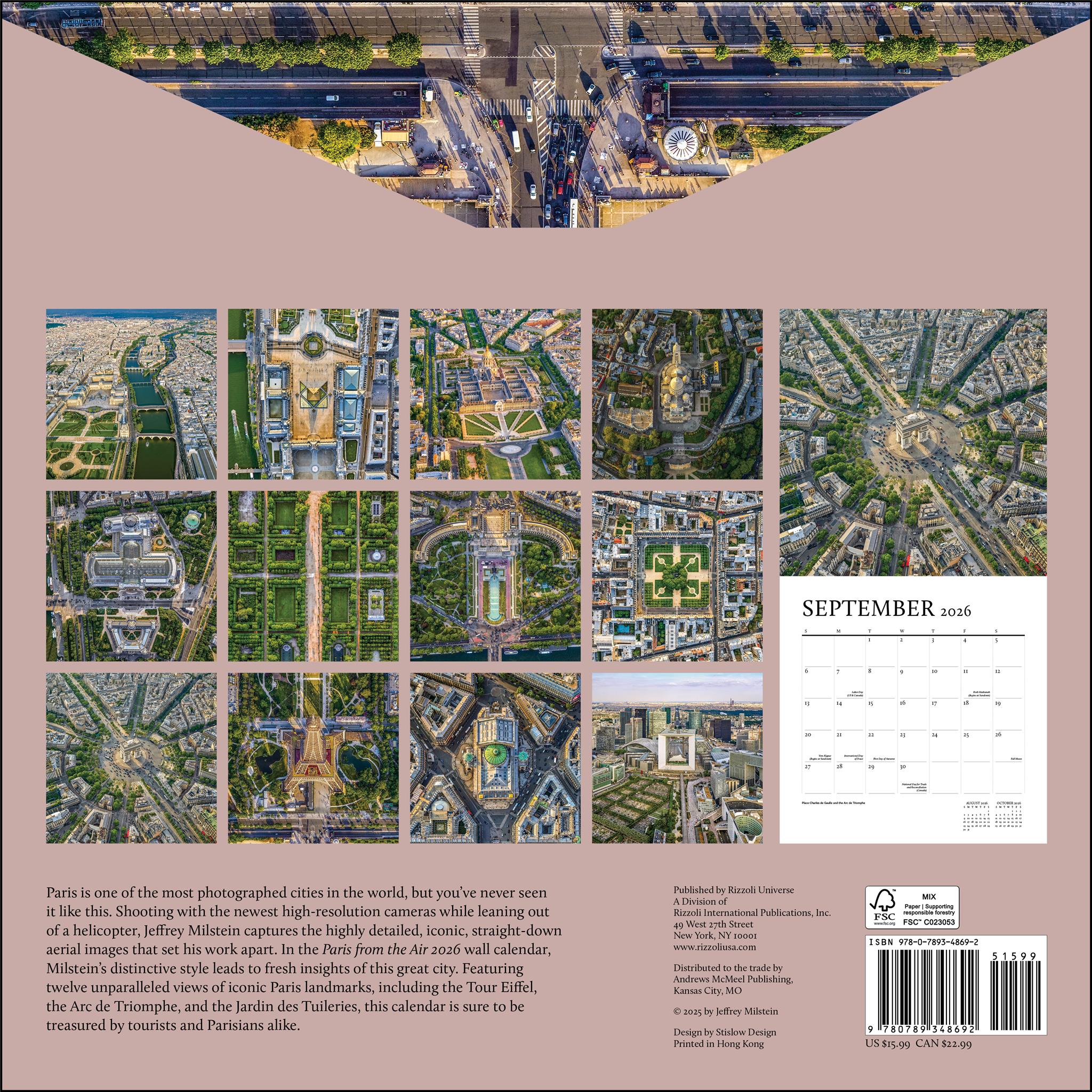Paris From The Air 2026 Wall Calendar - Online Exclusive