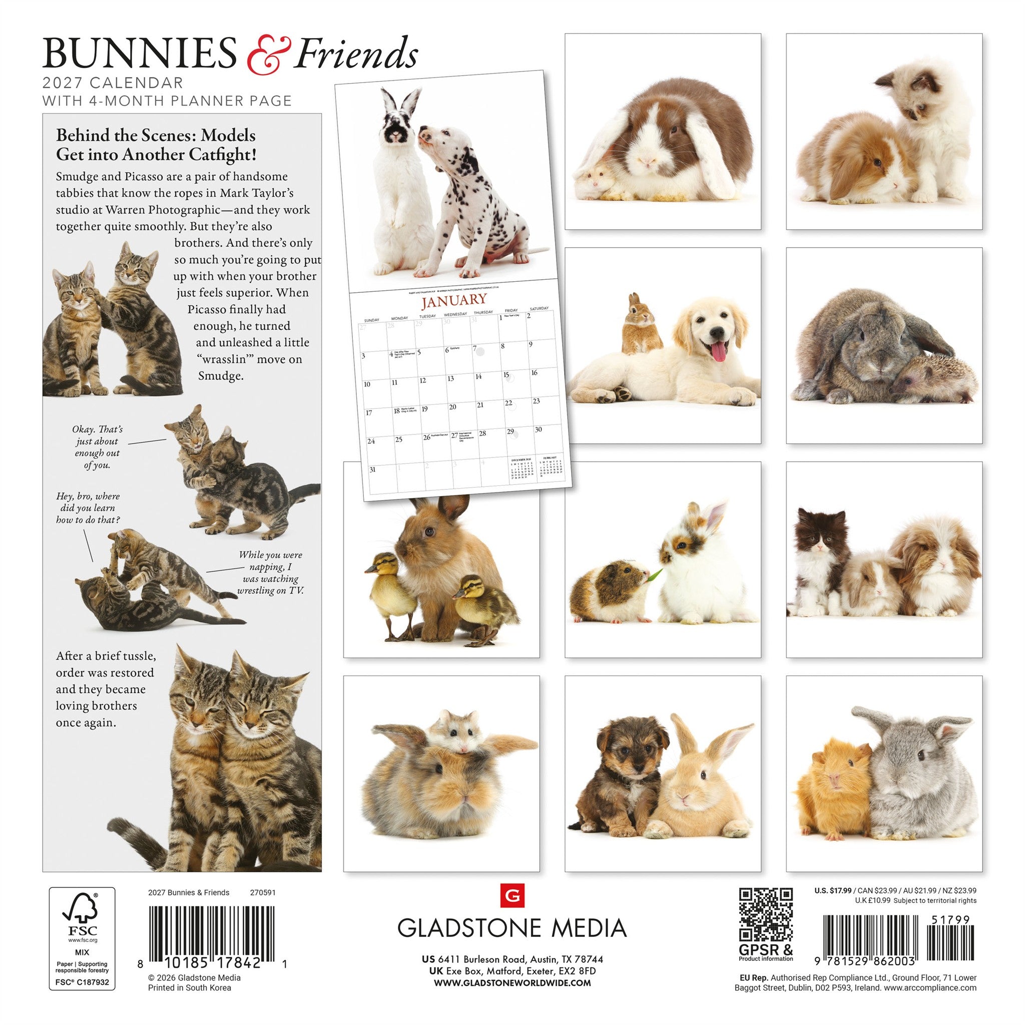 Bunnies and Friends 2027 Wall Calendar