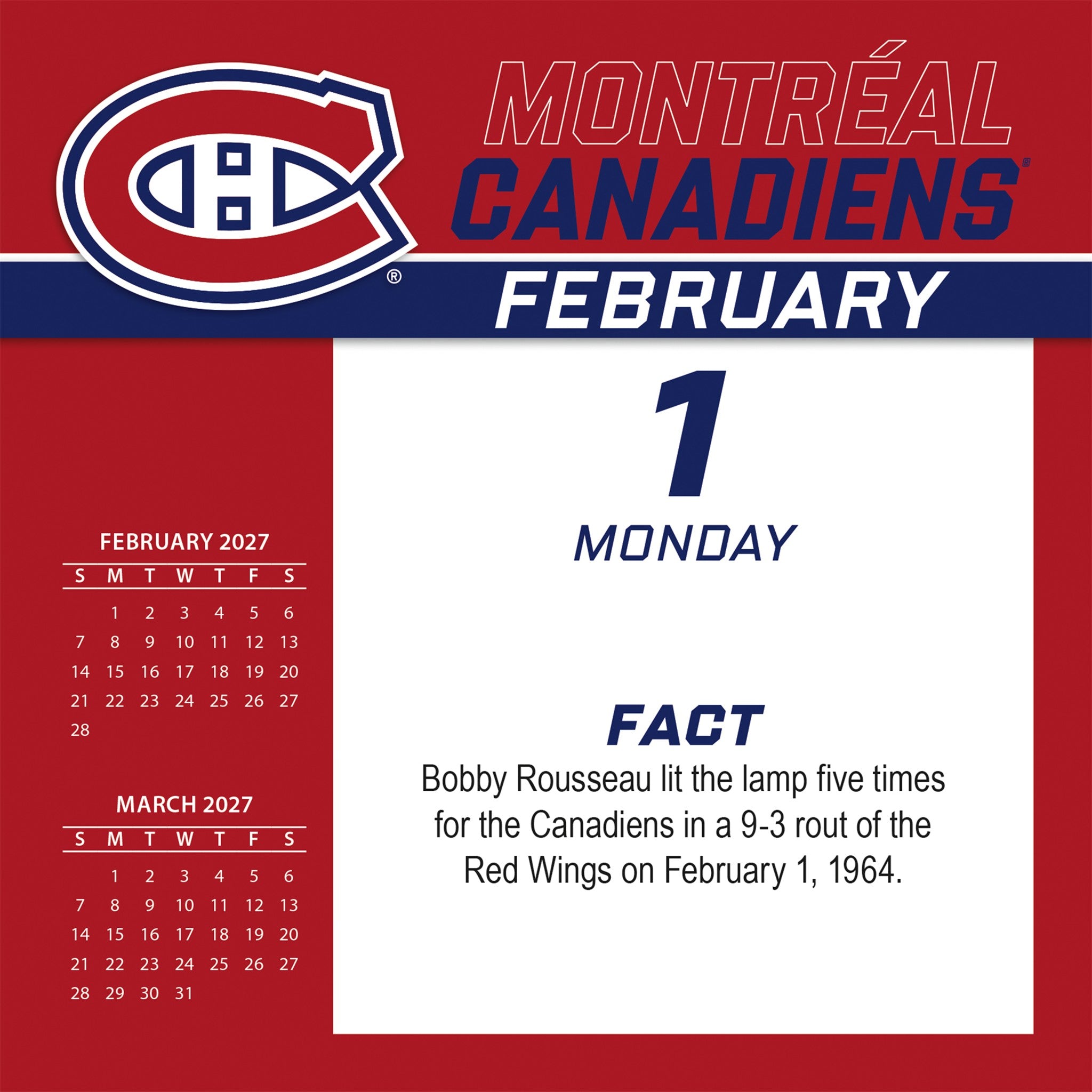 NHL Montreal Canadiens 2027 Box Calendar