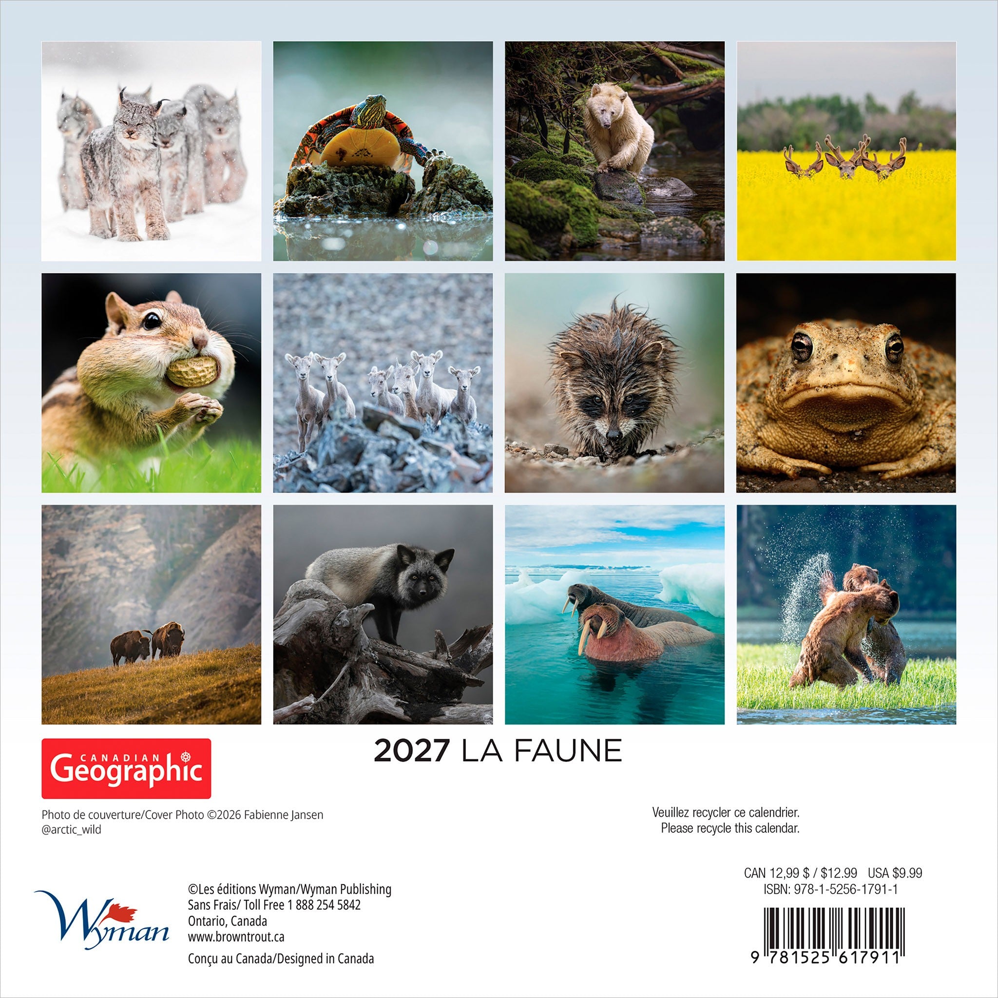 Canadian Geographic La faune 2027 Mini Calendar (French)