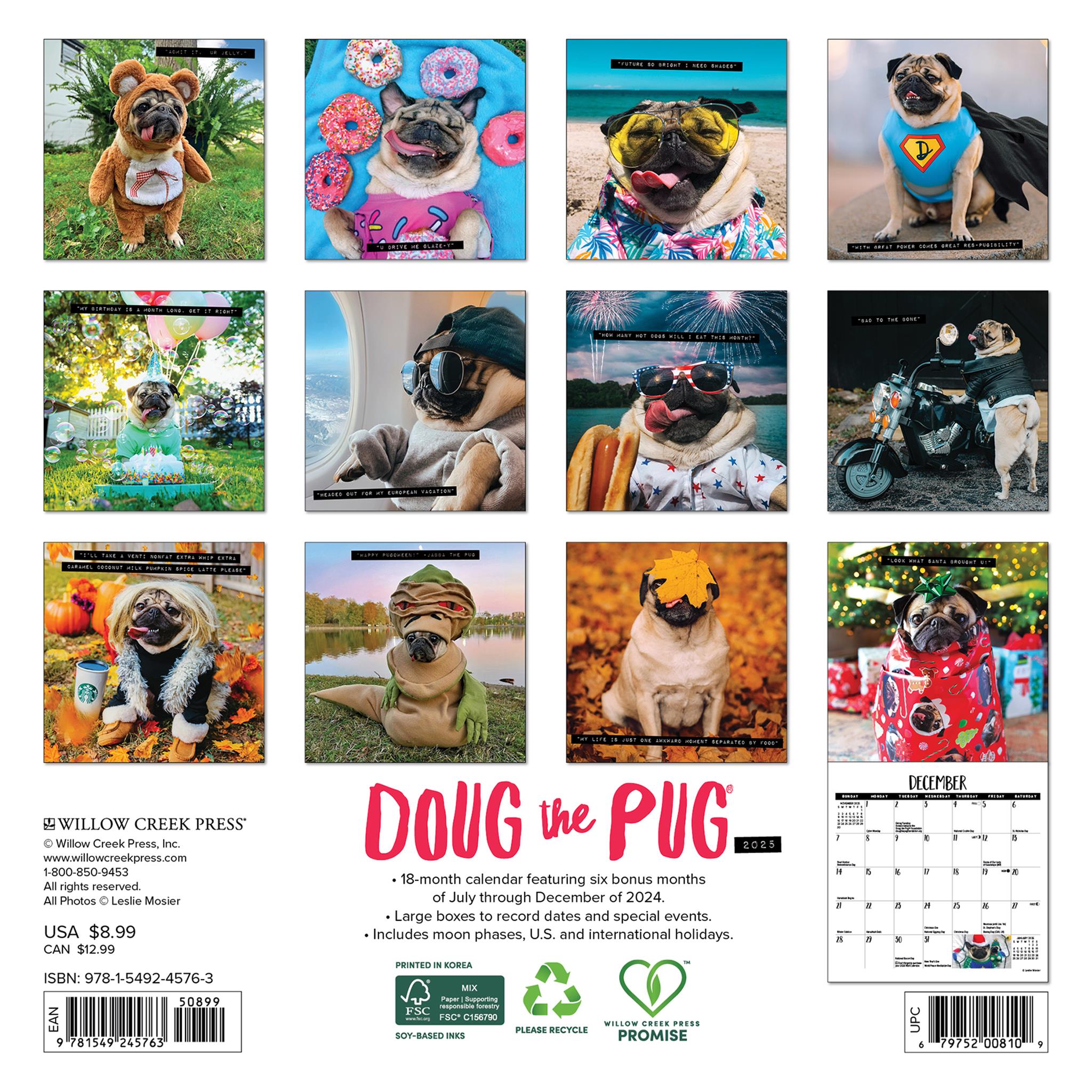 Doug The Pug Mini 2025 Calendar