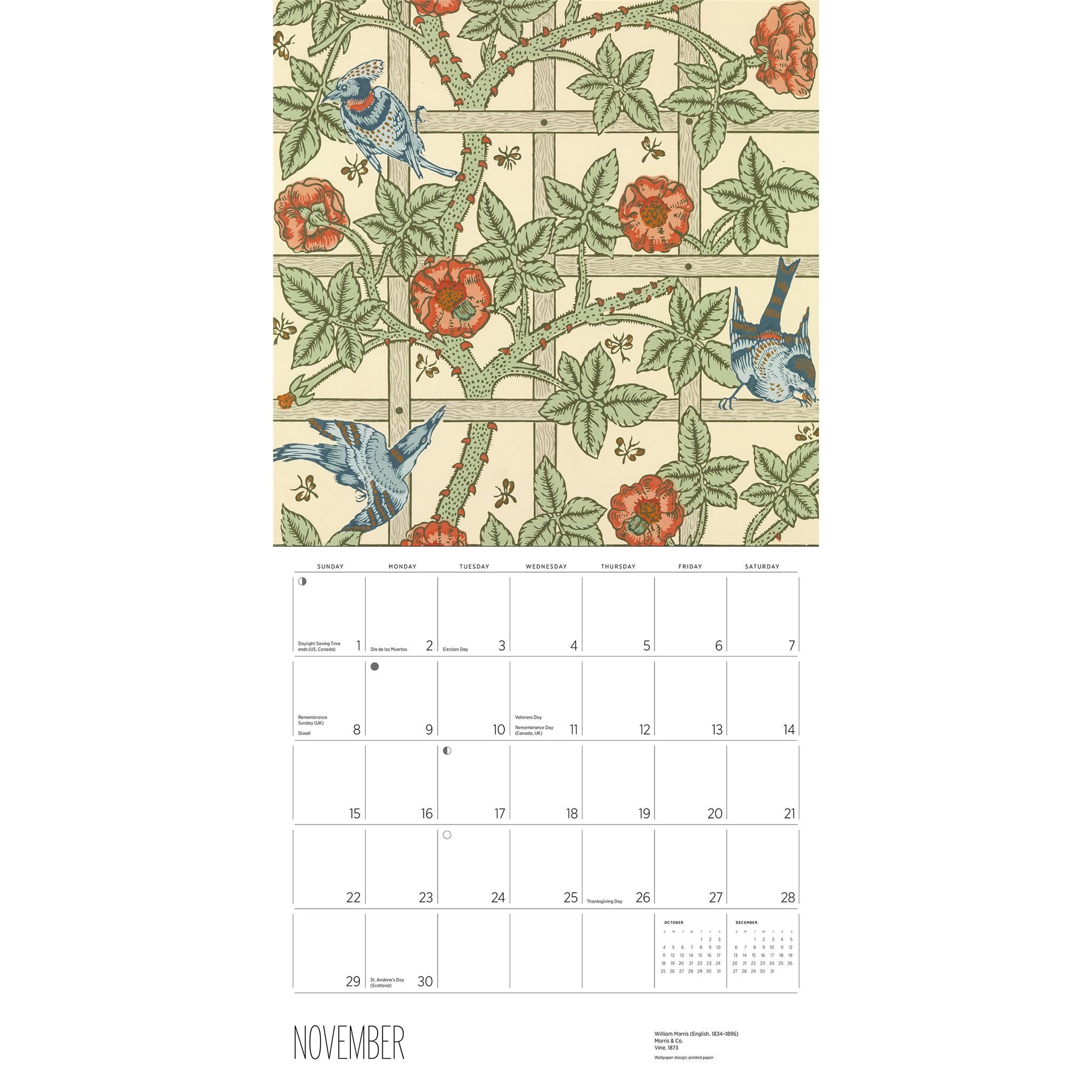William Morris Arts Crafts Designs 2026 Wall Calendar