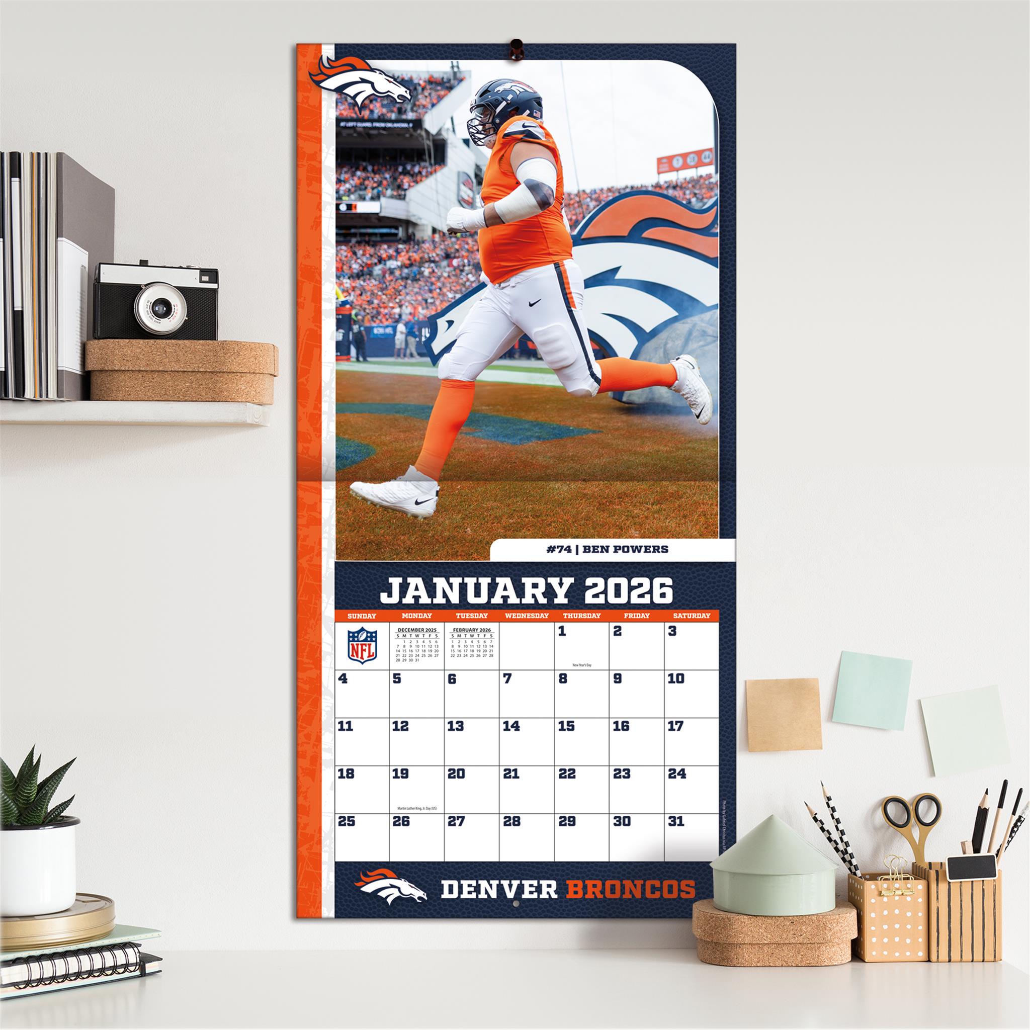 NFL Denver Broncos 2026 Wall Calendar - Online Only