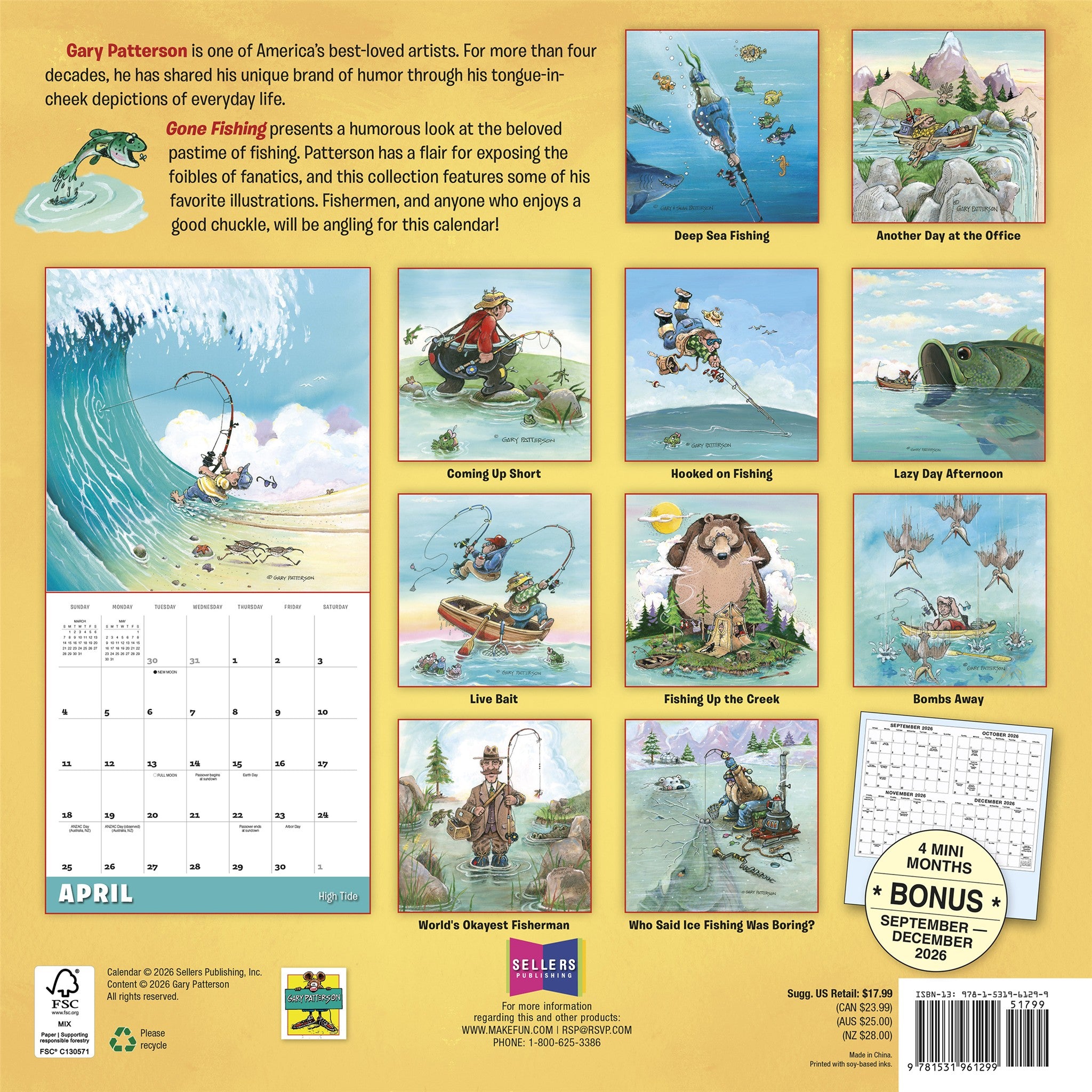 Gary Patterson Gone Fishing 2027 Wall Calendar