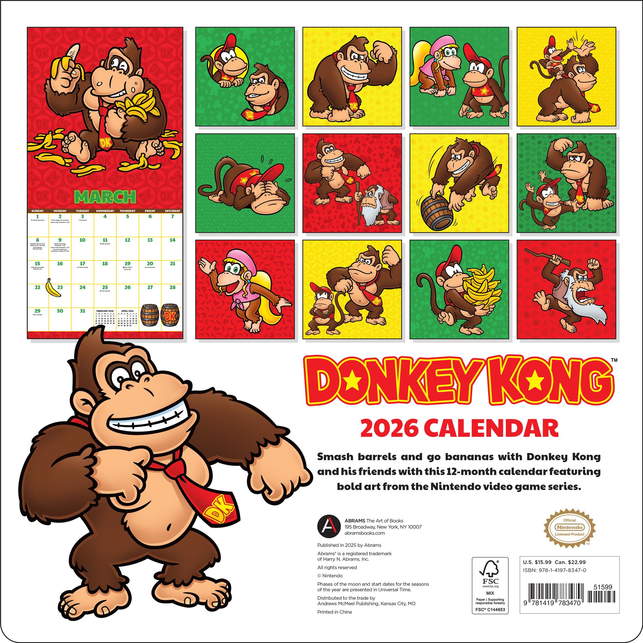 Donkey Kong 2026 Wall Calendar - Online Only