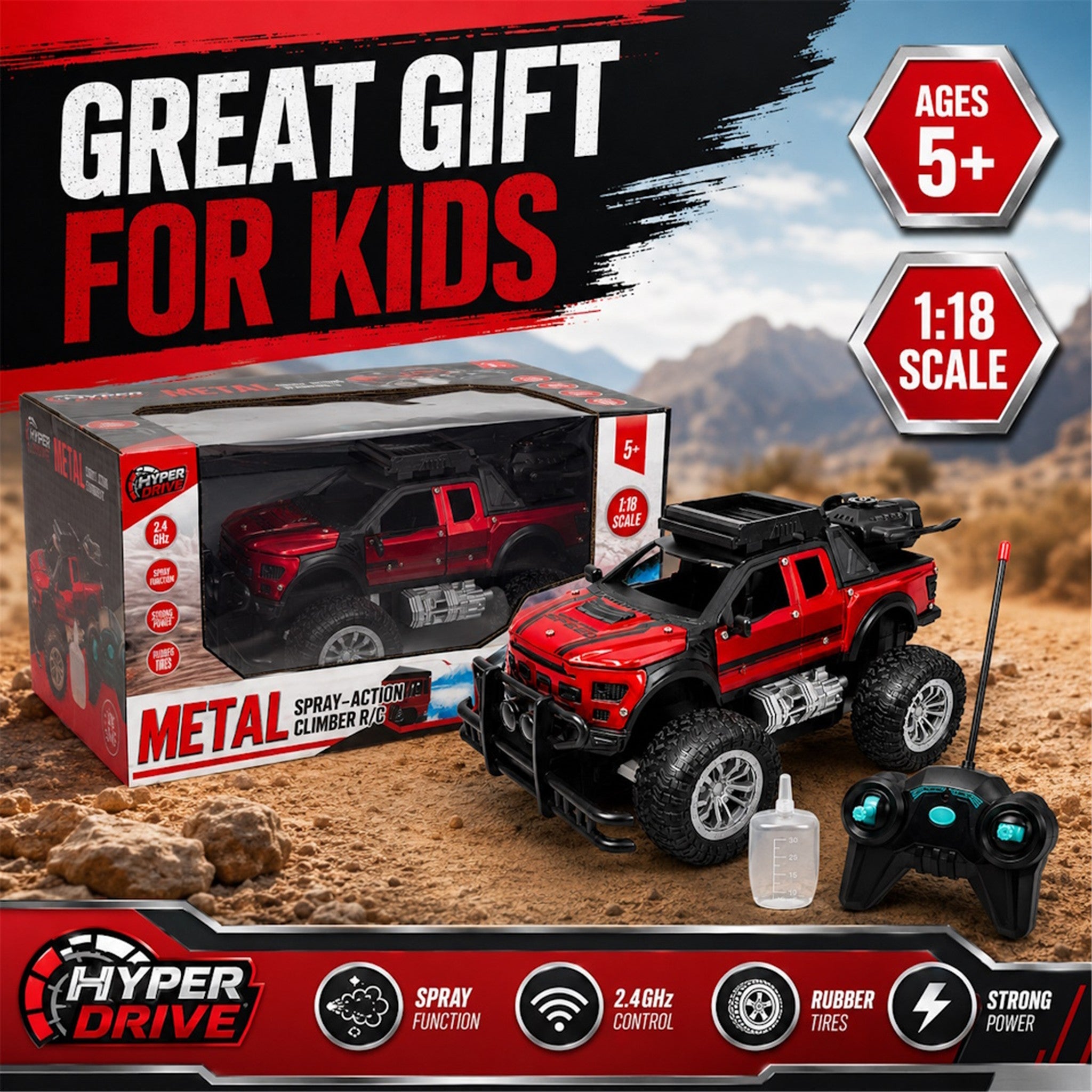 Hyper Drive Metal R/C Off‑Roader Truck 1:18 Scale