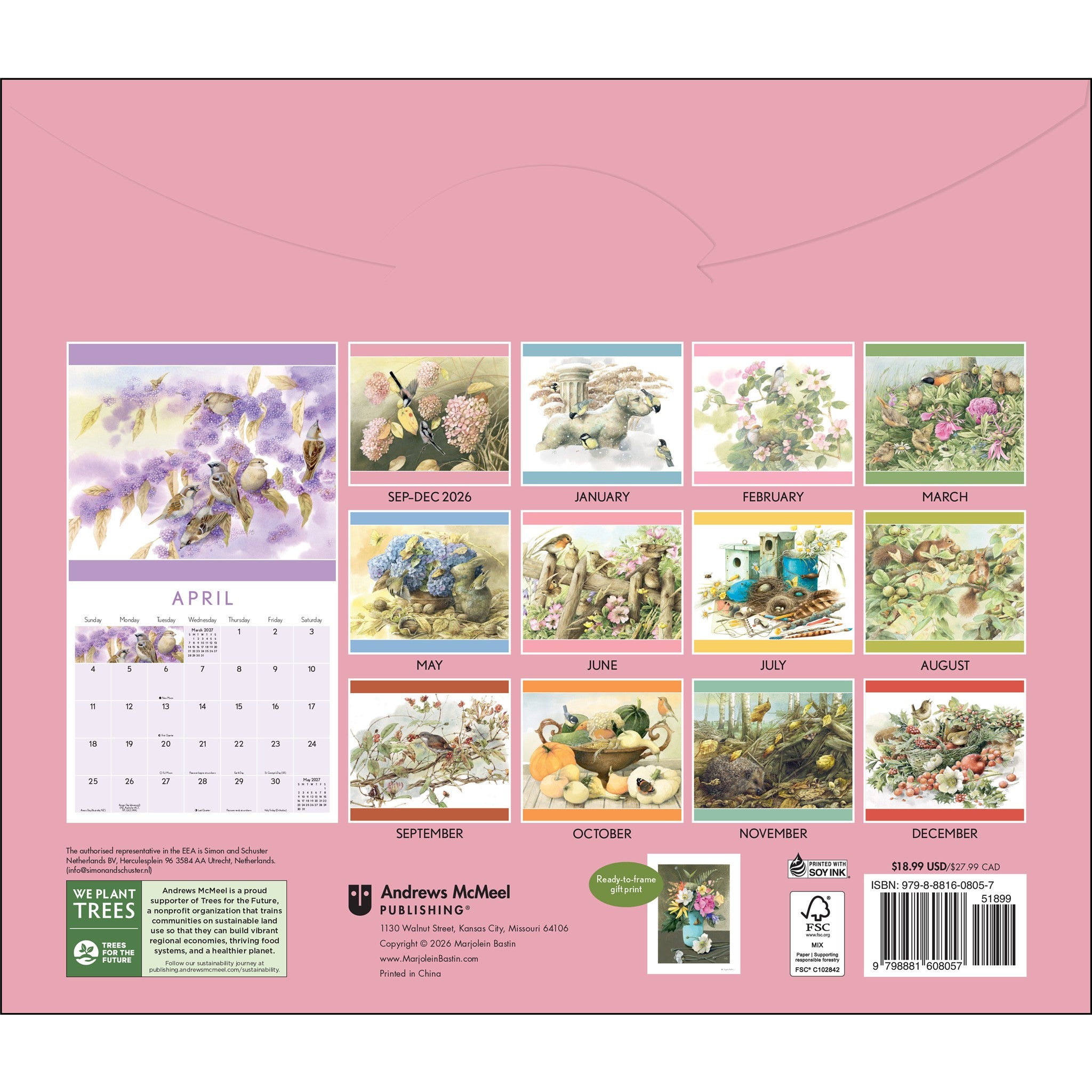 Marjolein Bastin Nature's Inspiration Deluxe 2027 Wall Calendar