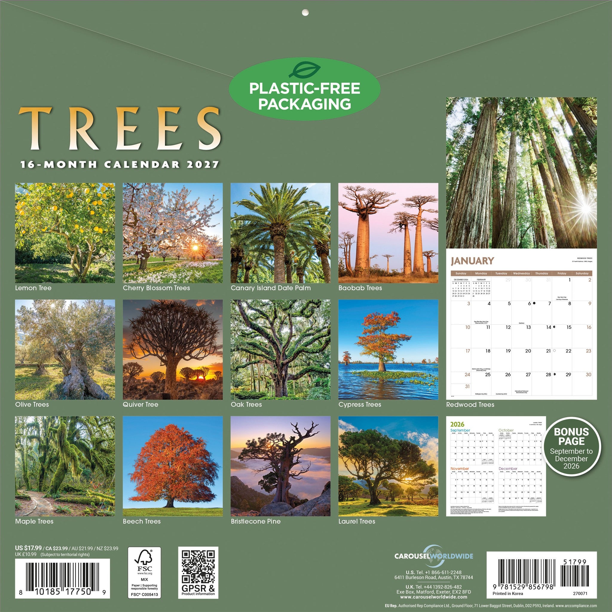 Trees 2027 Wall Calendar