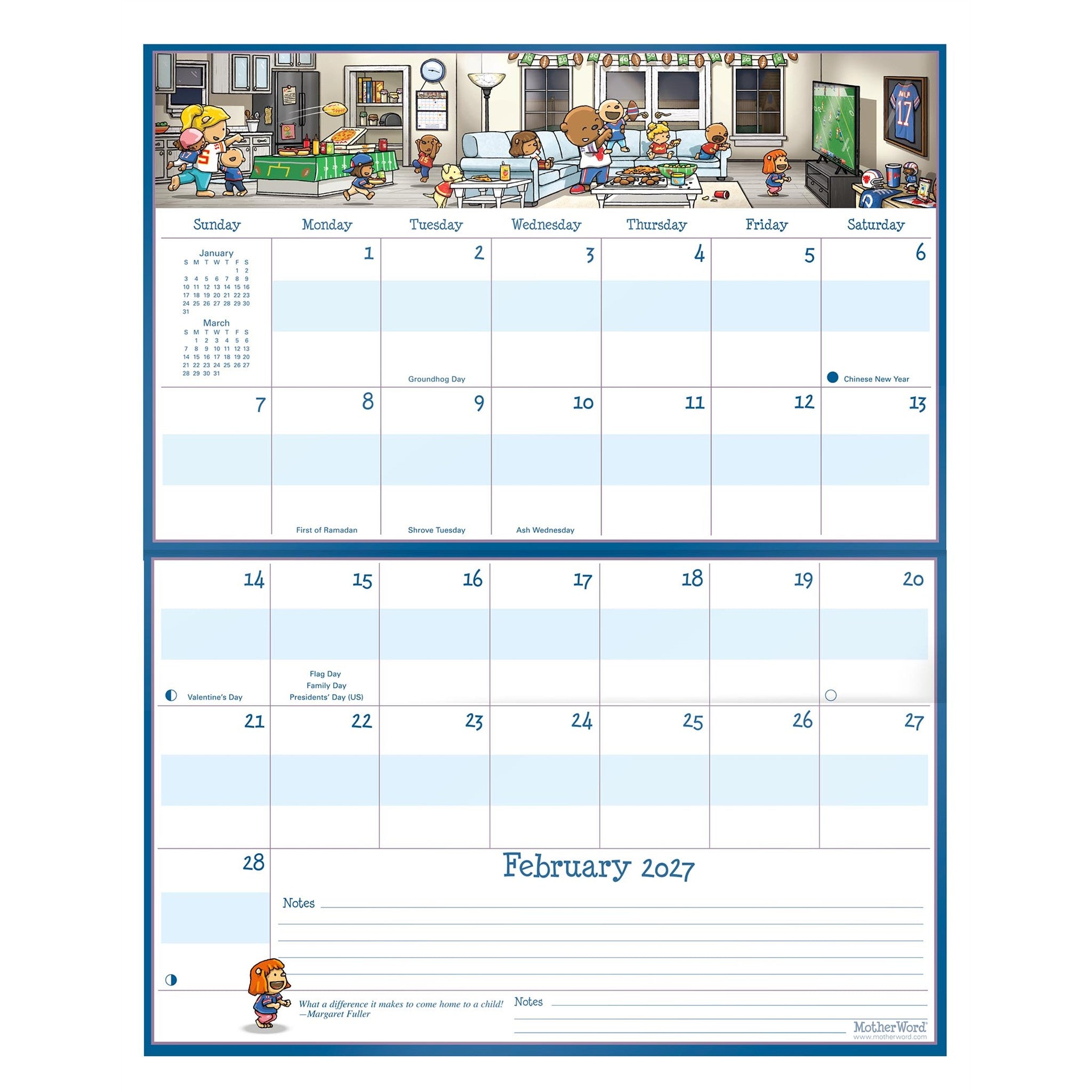 MotherWord Magnetic Fridge English 2027 Wall Calendar