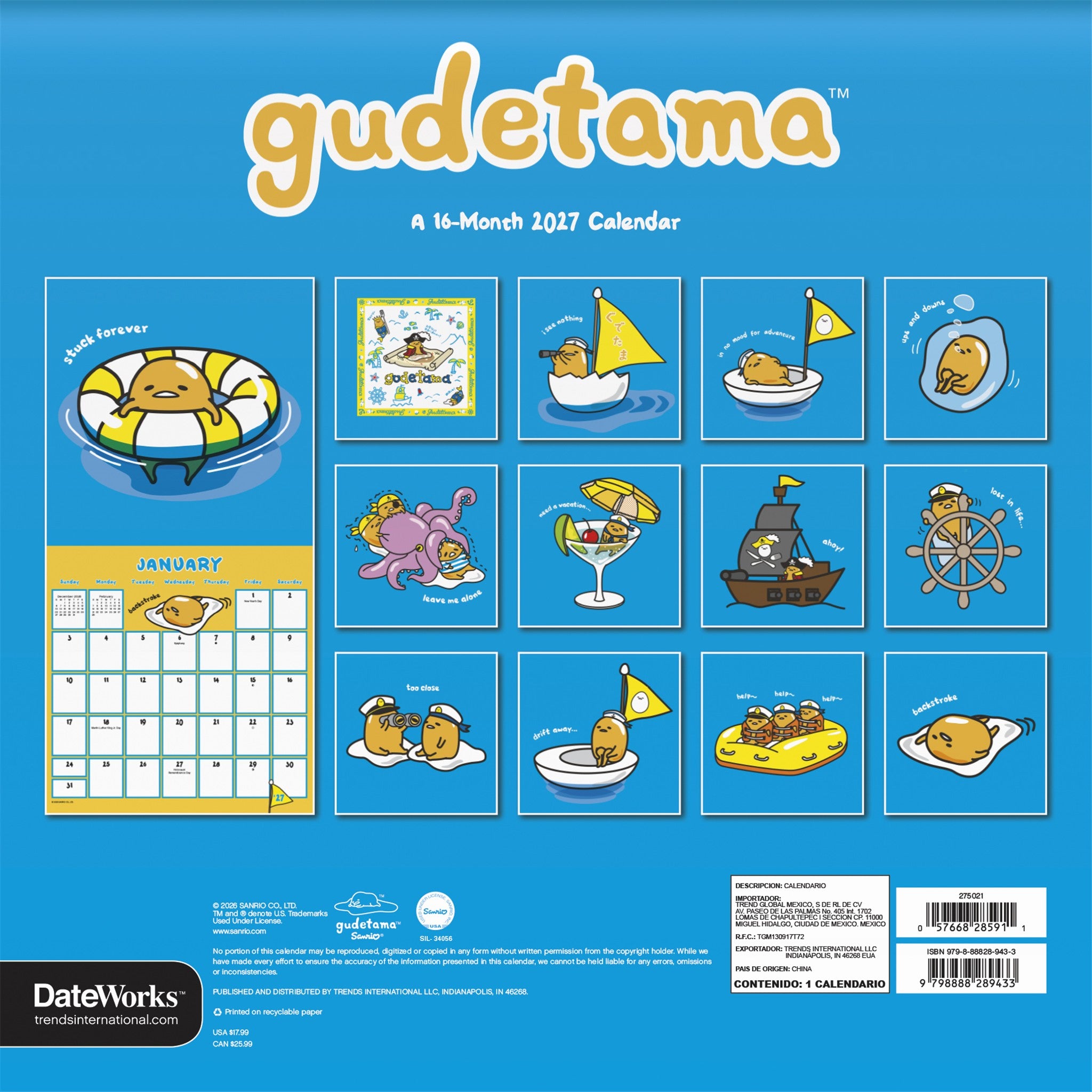 Gudetama 2027 Wall Calendar - Online Only
