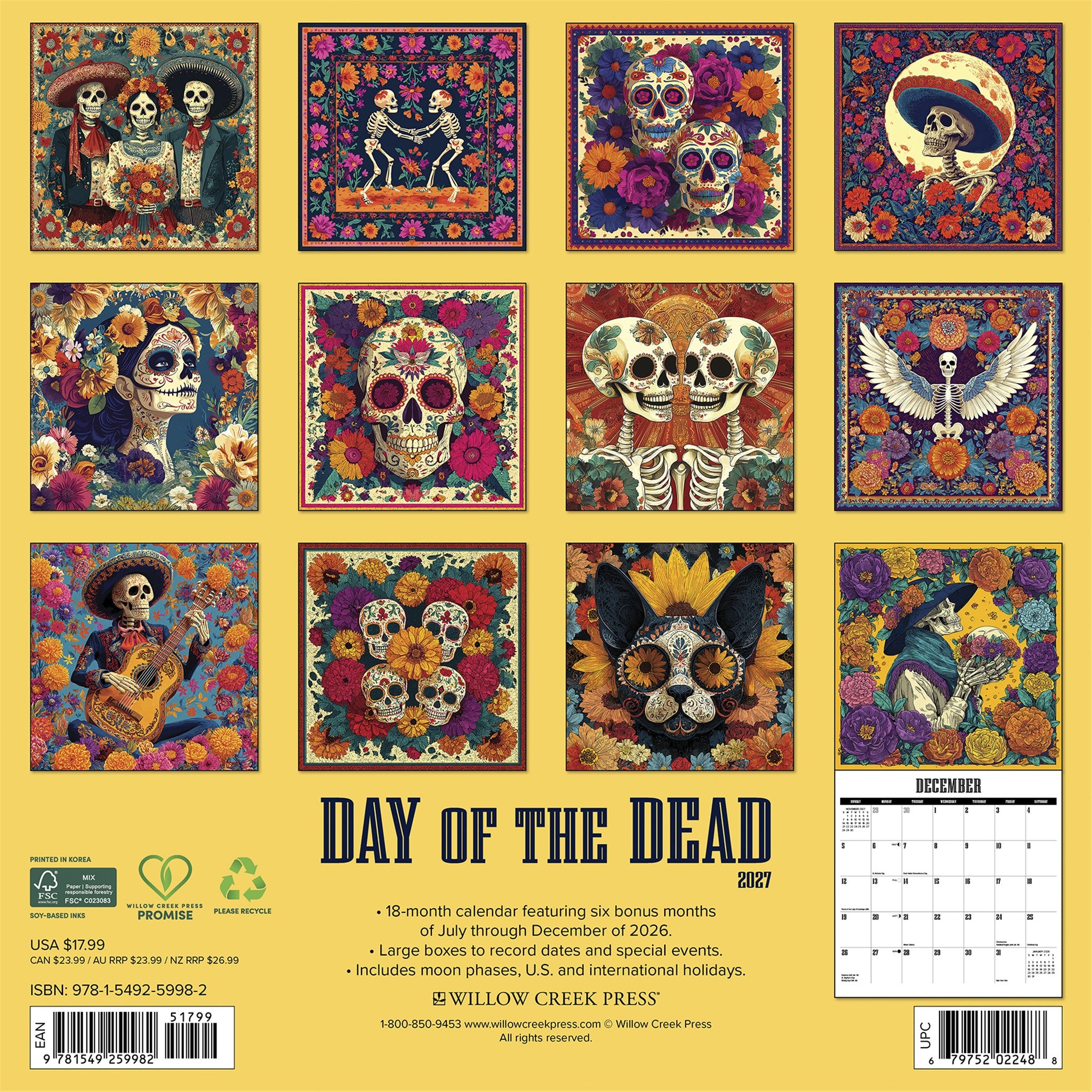 Day of the Dead 2027 Wall Calendar