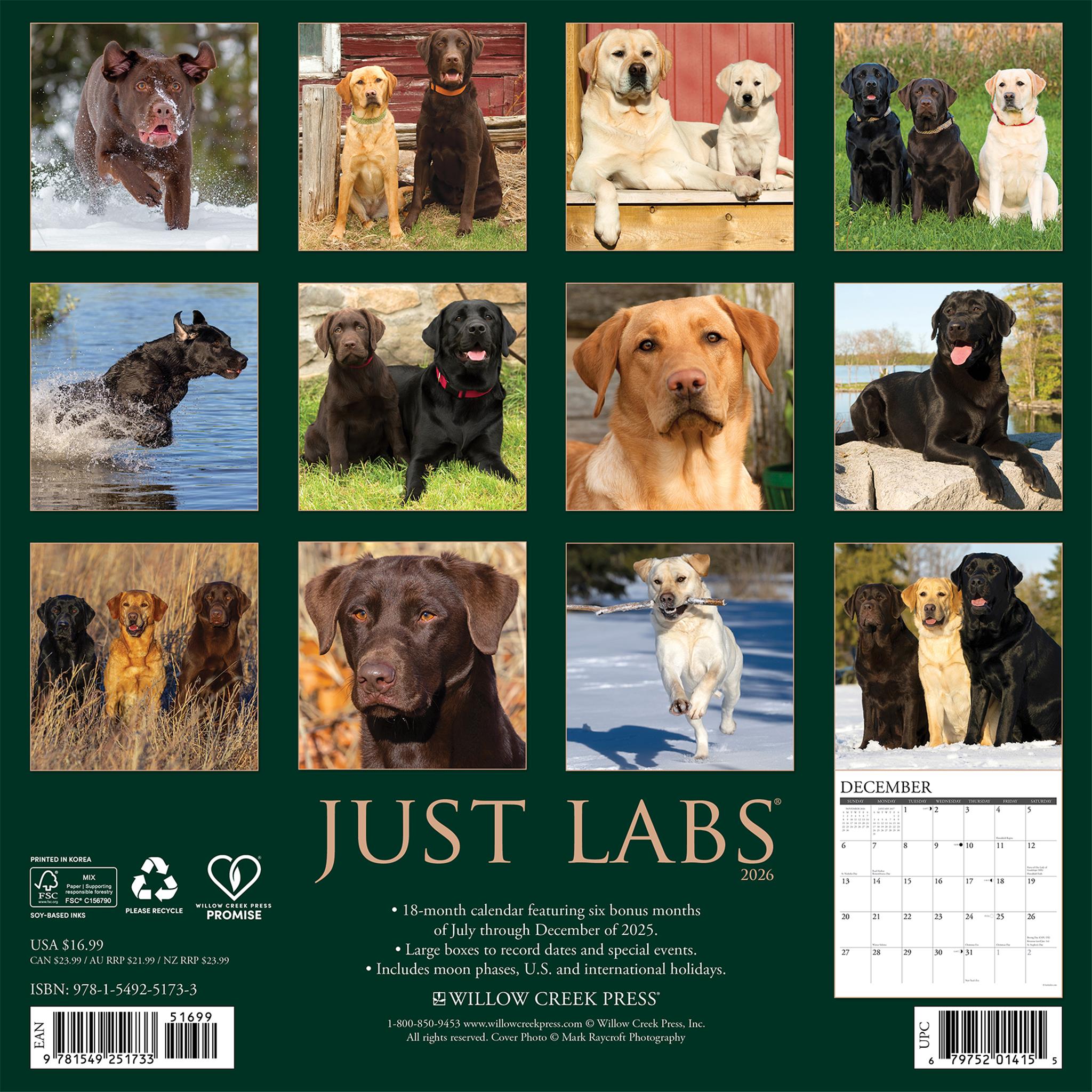 Just Labs 2026 Wall Calendar