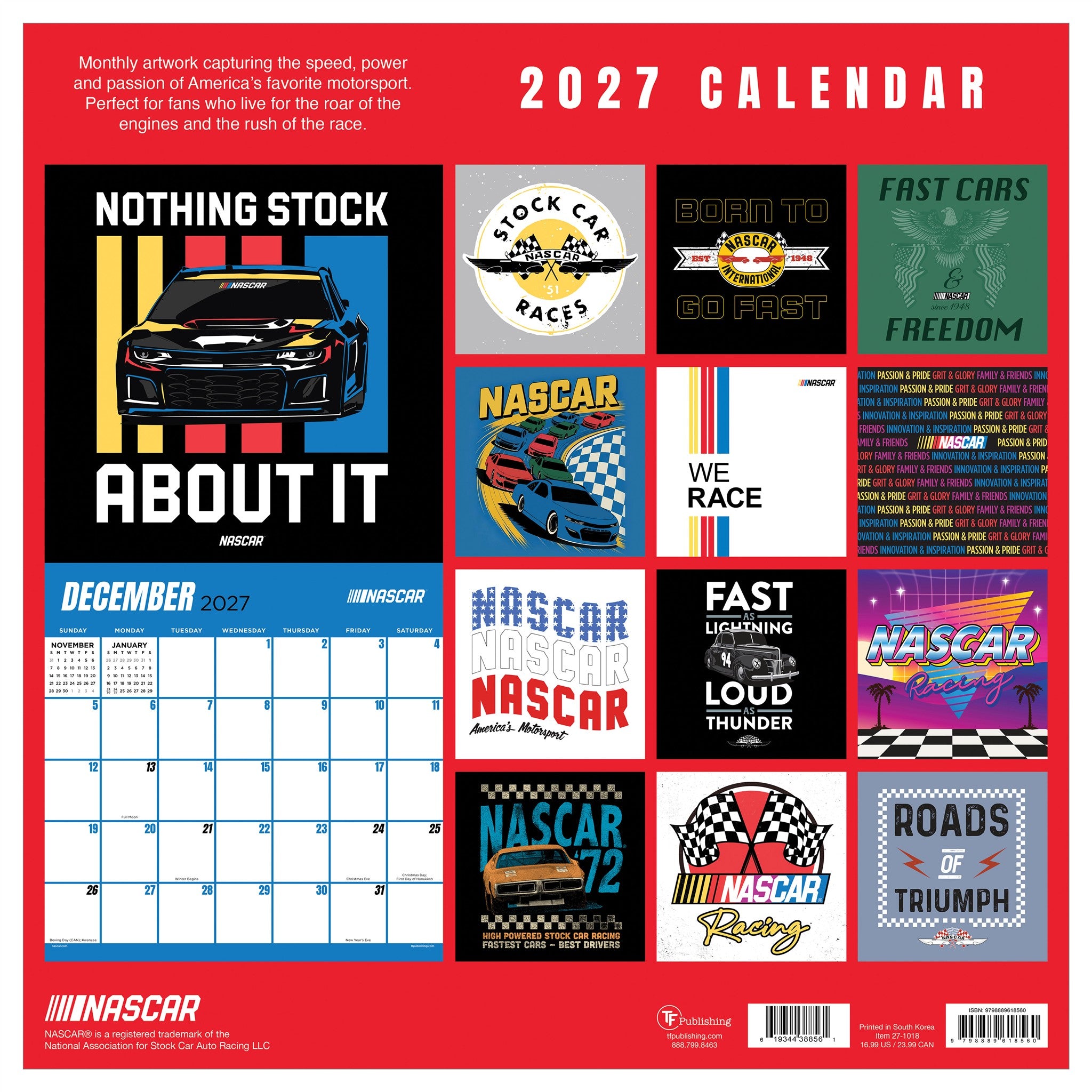 NASCAR Born to Go Fast 2027 Wall Calendar