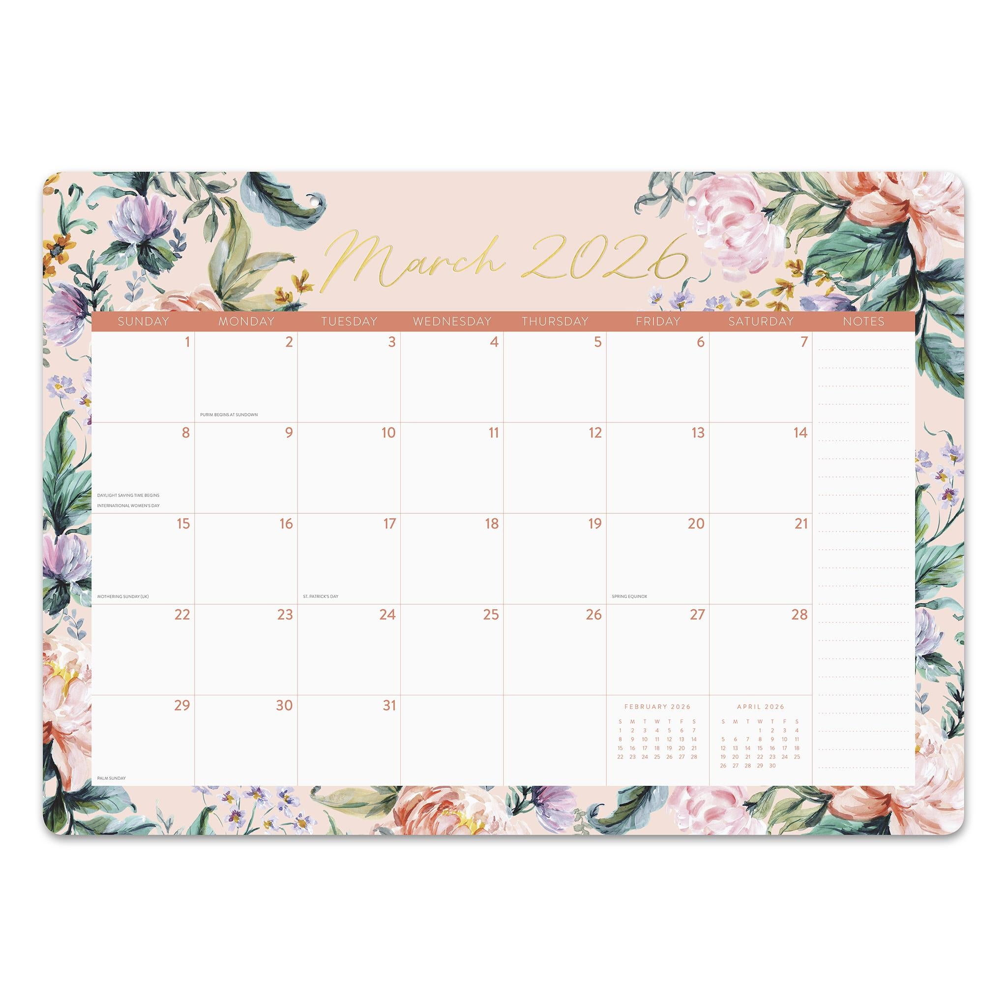 Bella Flora 2025-2026 Decorative Desk Pad Calendar