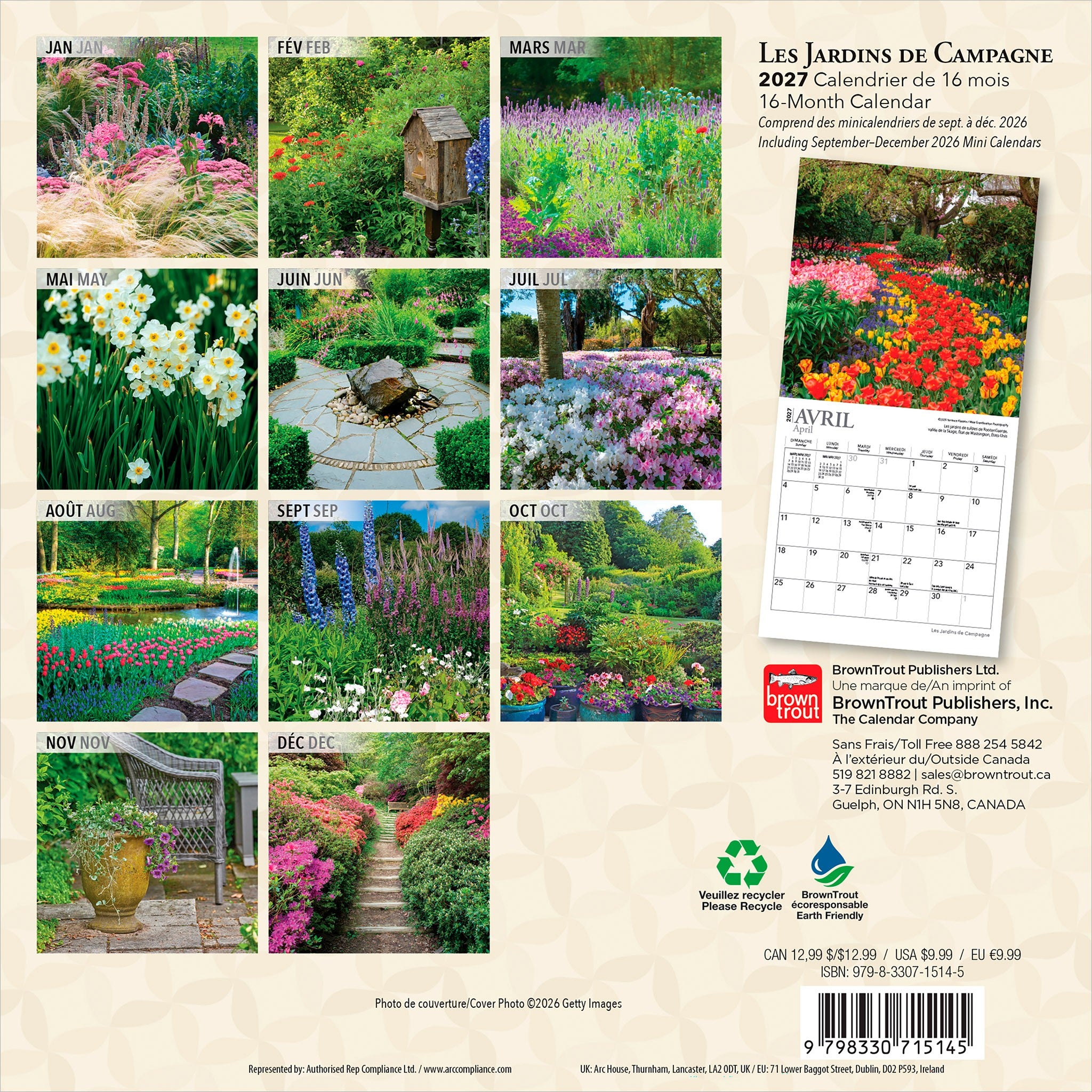 Les Jardins de Campagne 2027 Mini Calendar (French)