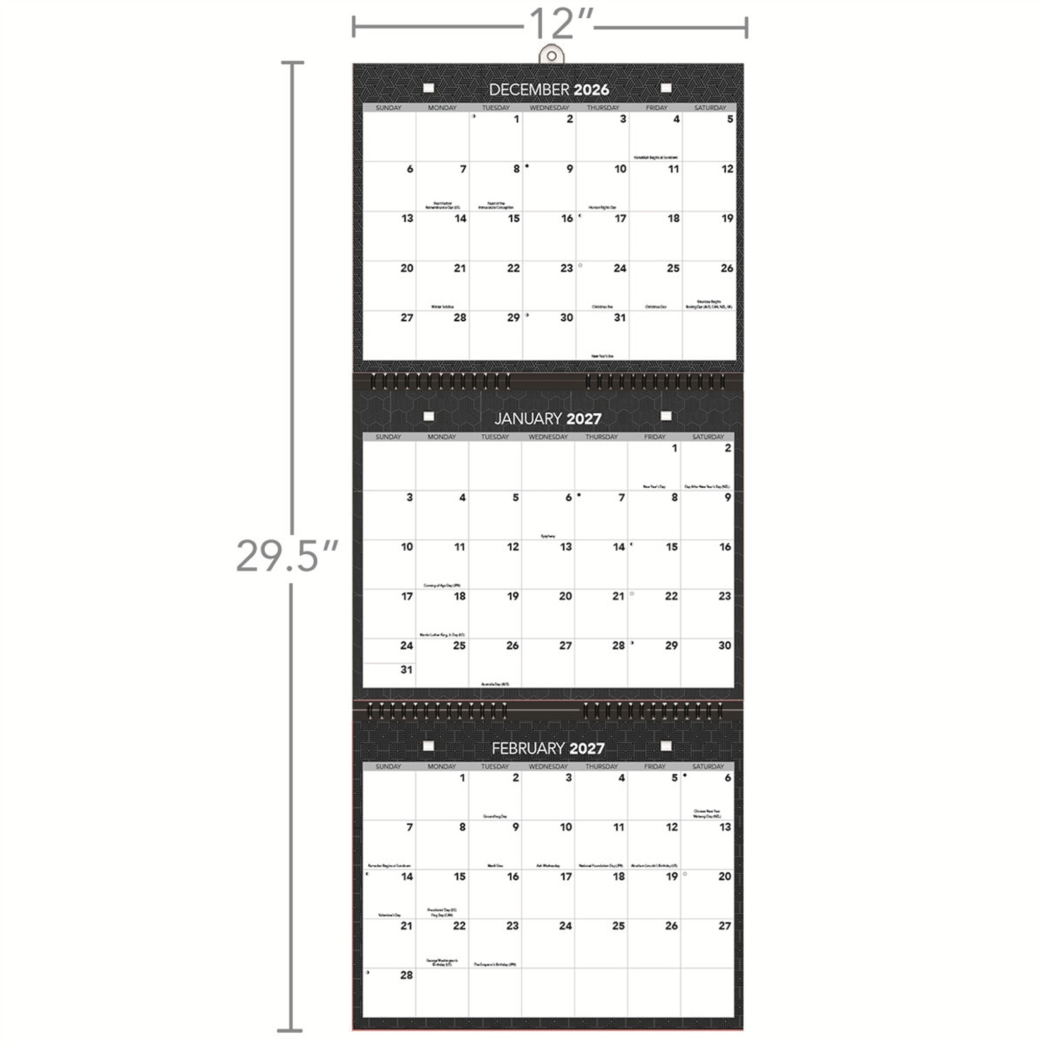 Office Tri-View 2026-2027 Wall Calendar