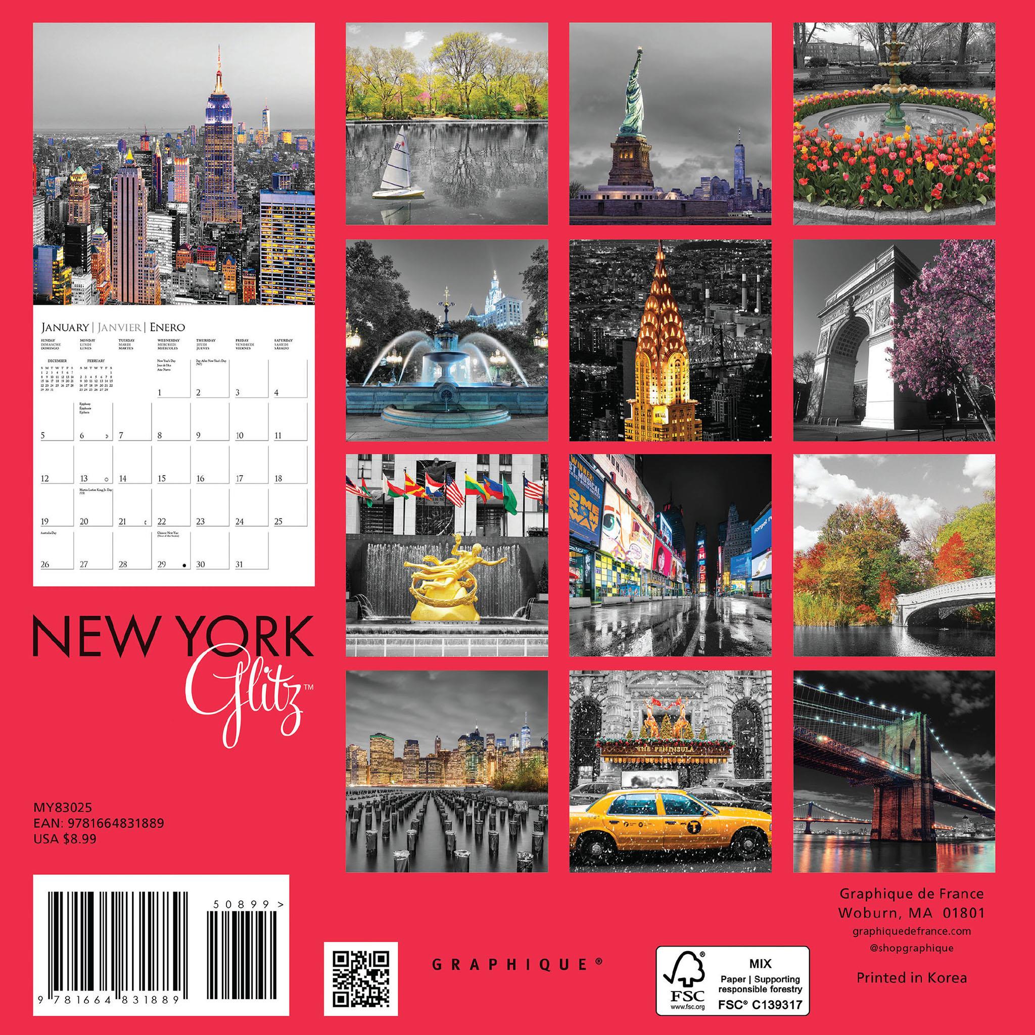 New York Glitz Mini 2025 Calendar