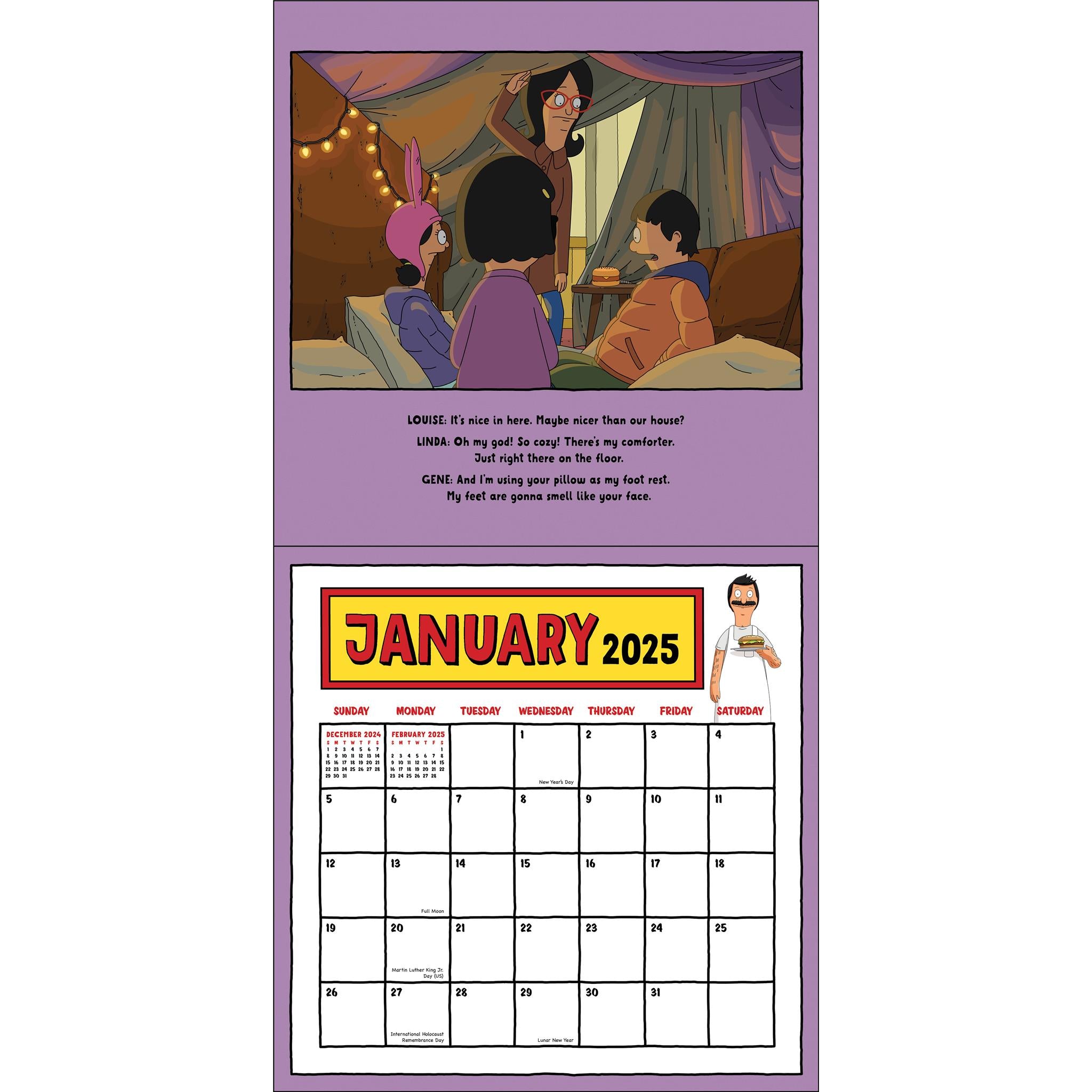 Bobs Burgers Wall 2025 Calendar