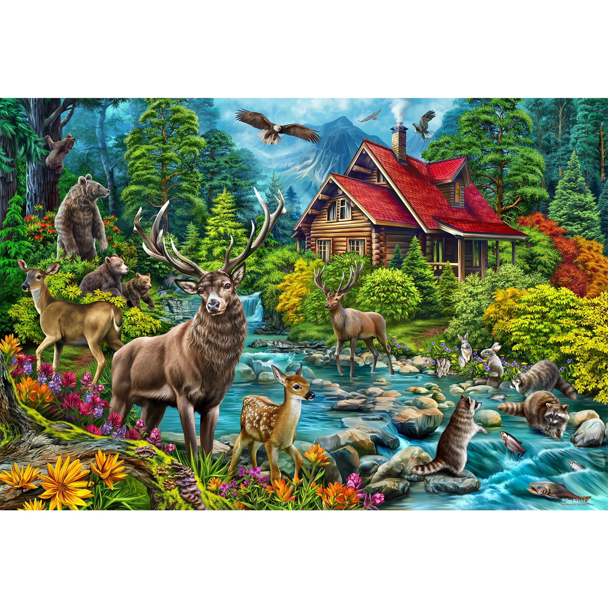 Red-Roofed Cabin 2000 Piece Puzzle