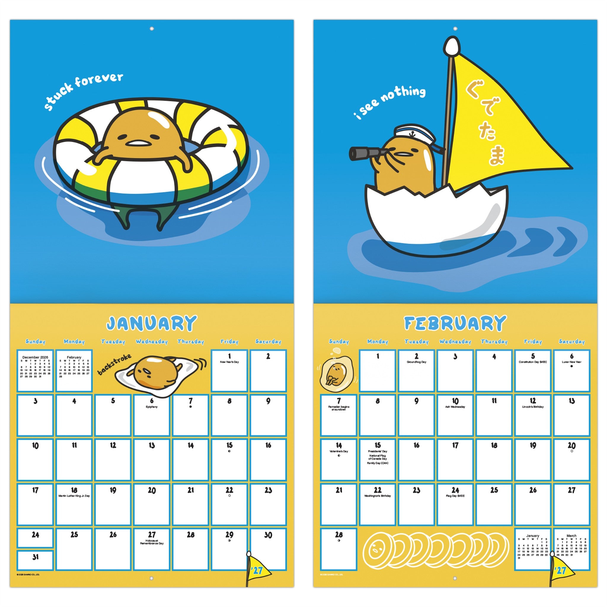 Gudetama 2027 Wall Calendar - Online Only