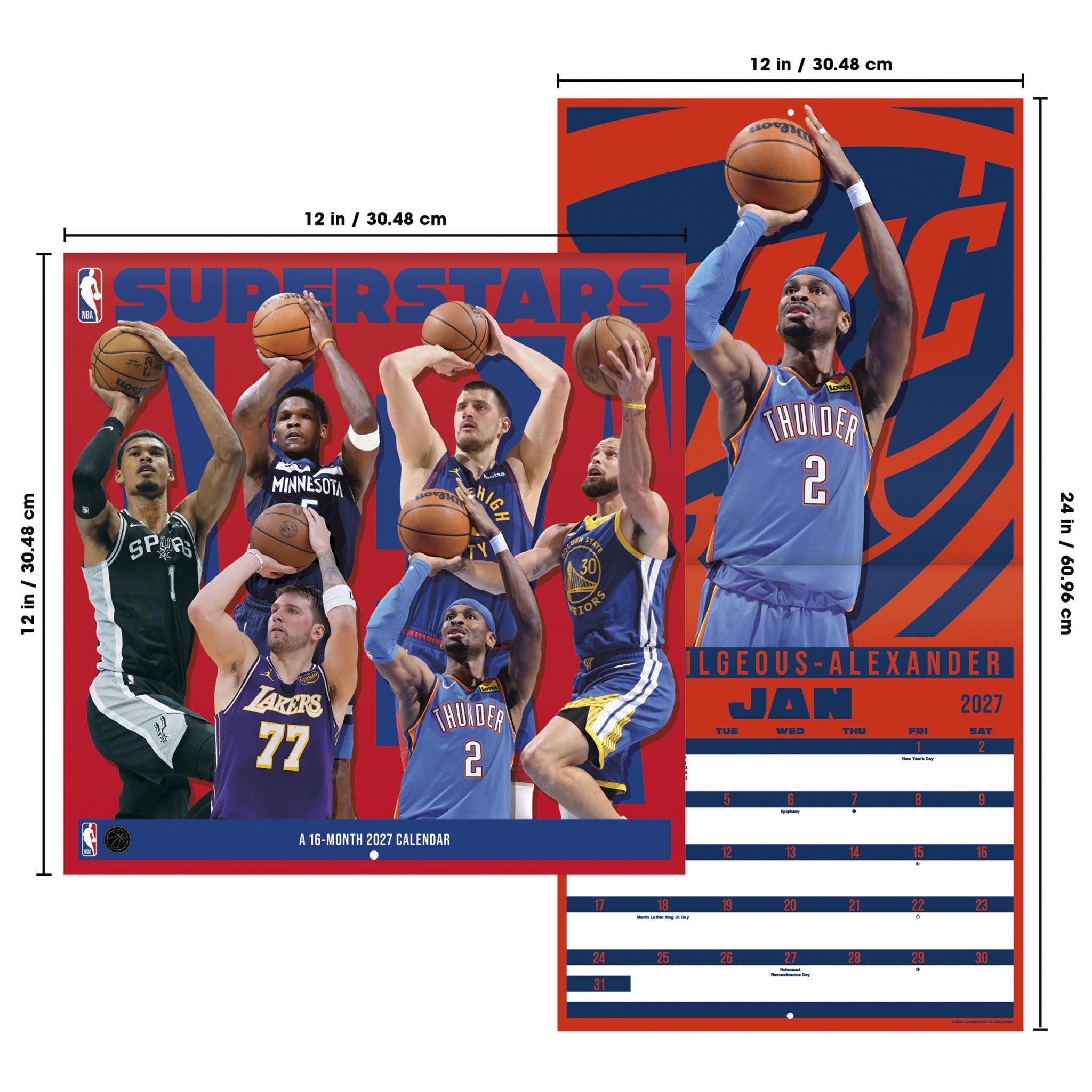 NBA Superstars 2027 Wall Calendar