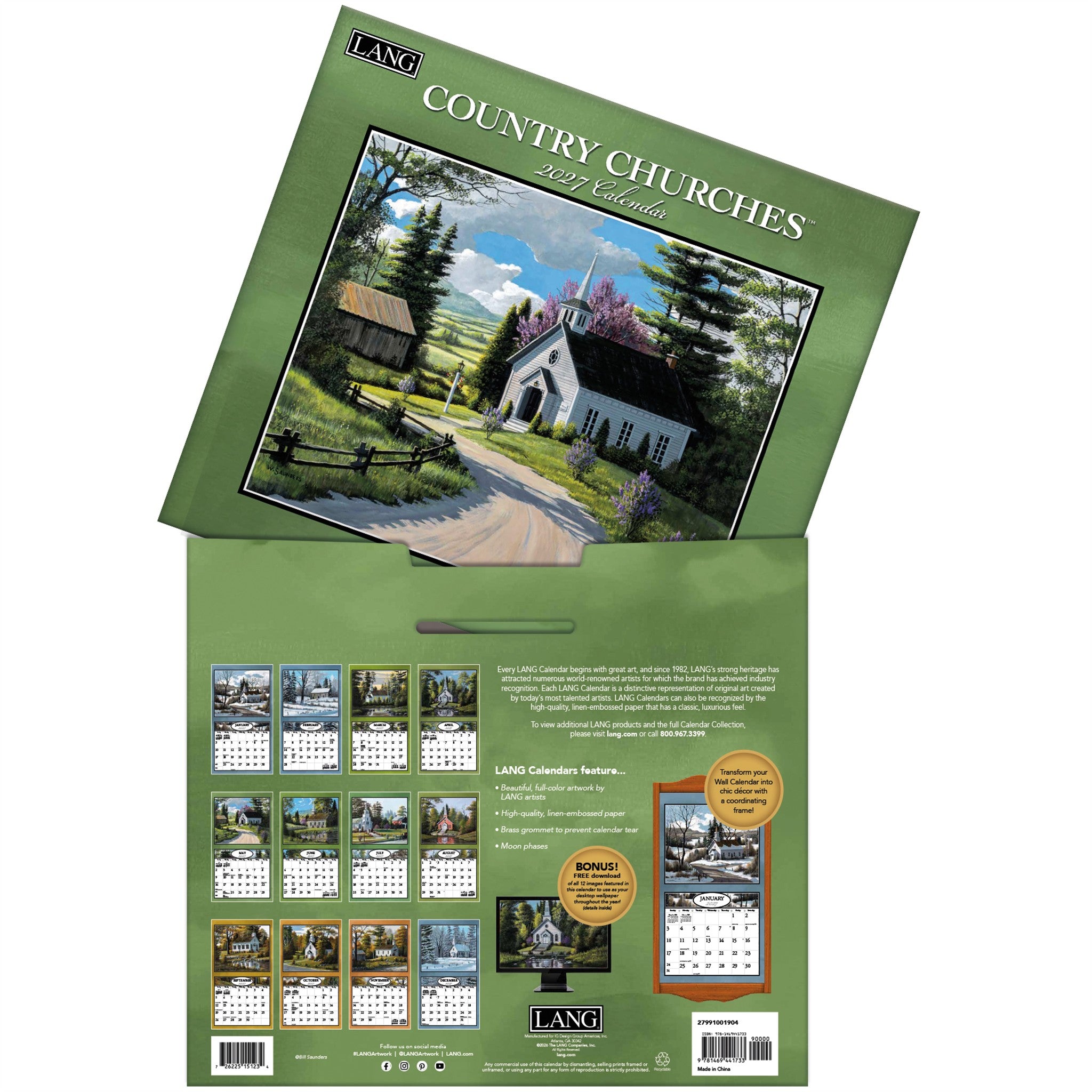 Country Churches 2027 Wall Calendar - Online Only