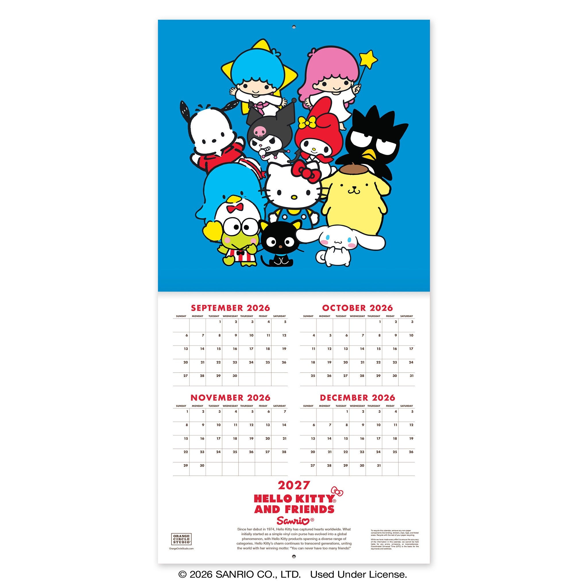 Hello Kitty and Friends Retro 2027 Wall Calendar