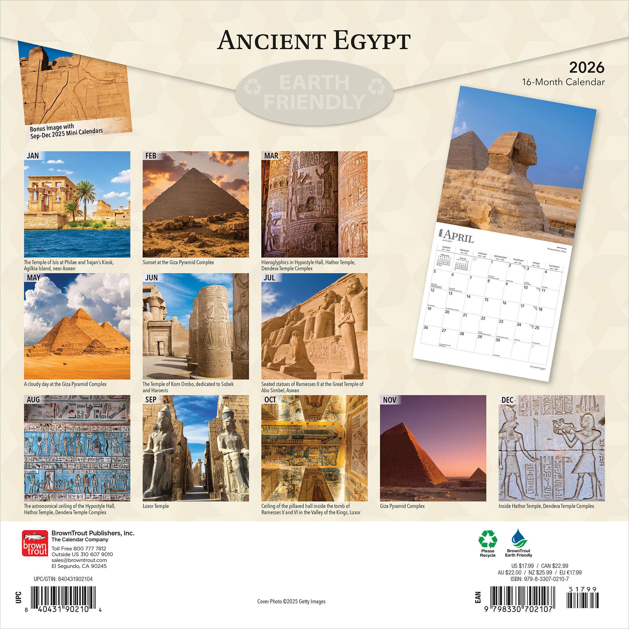Ancient Egypt 2026 Wall Calendar - Online Exclusive