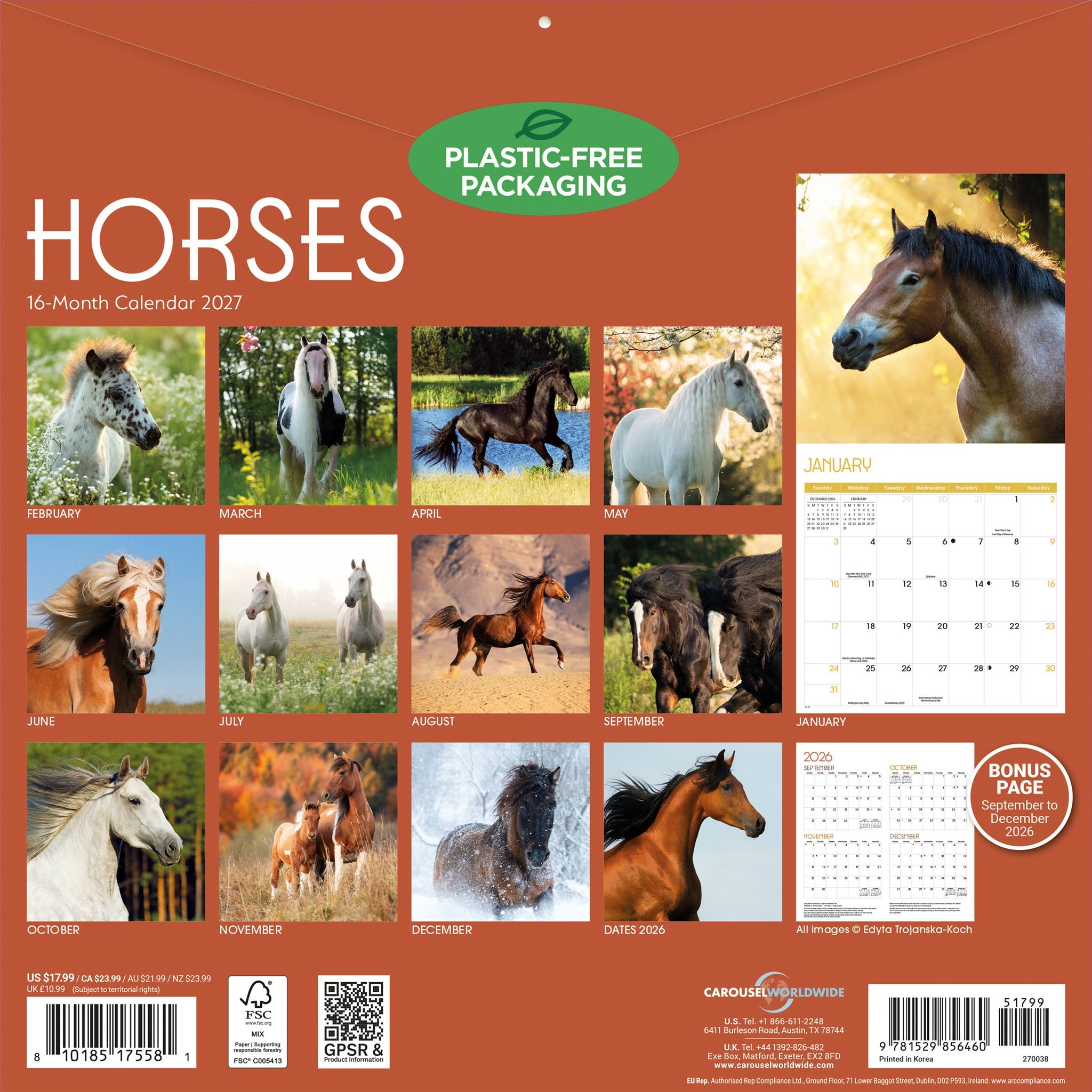 Horses 2027 Wall Calendar