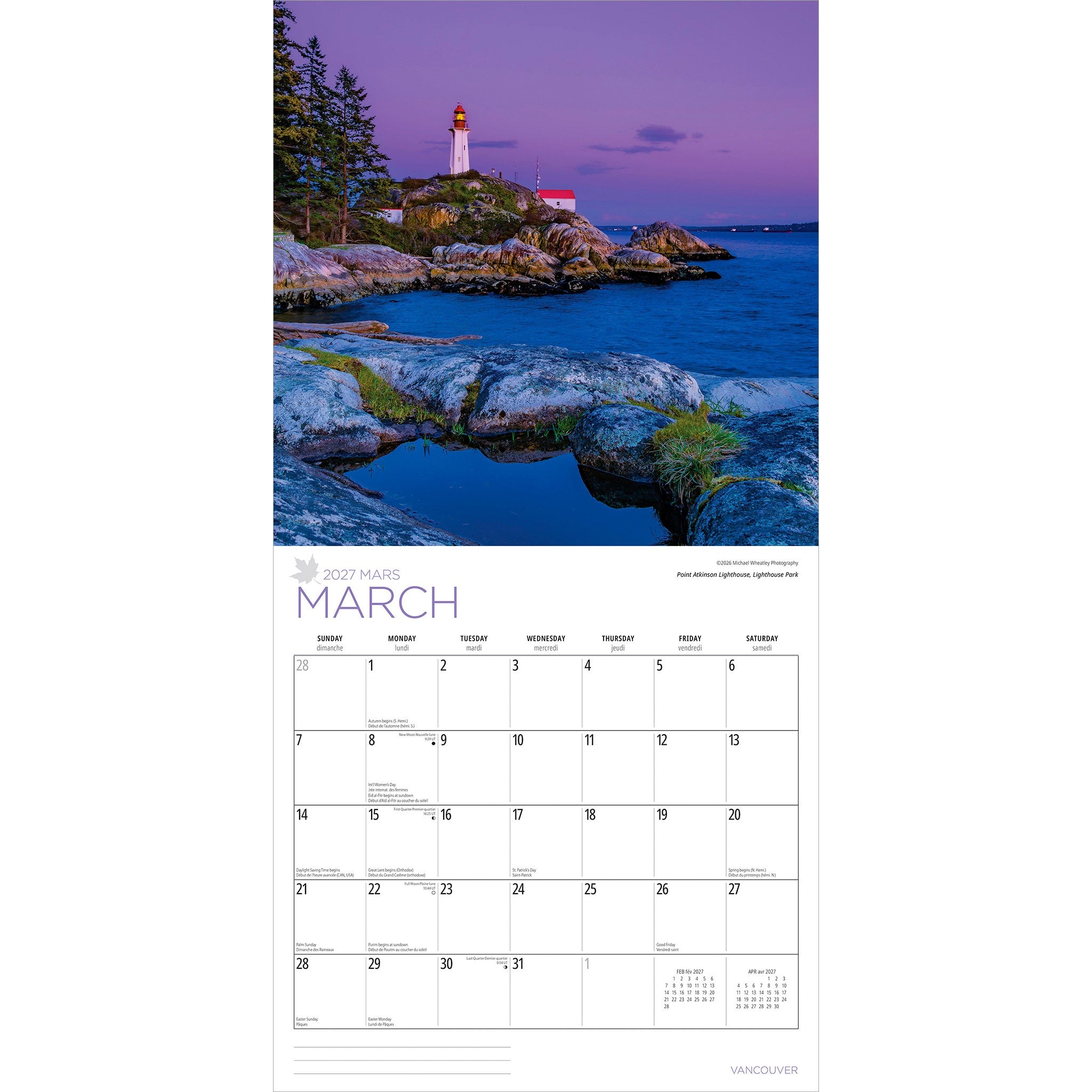 Vancouver 2027 Wall Calendar