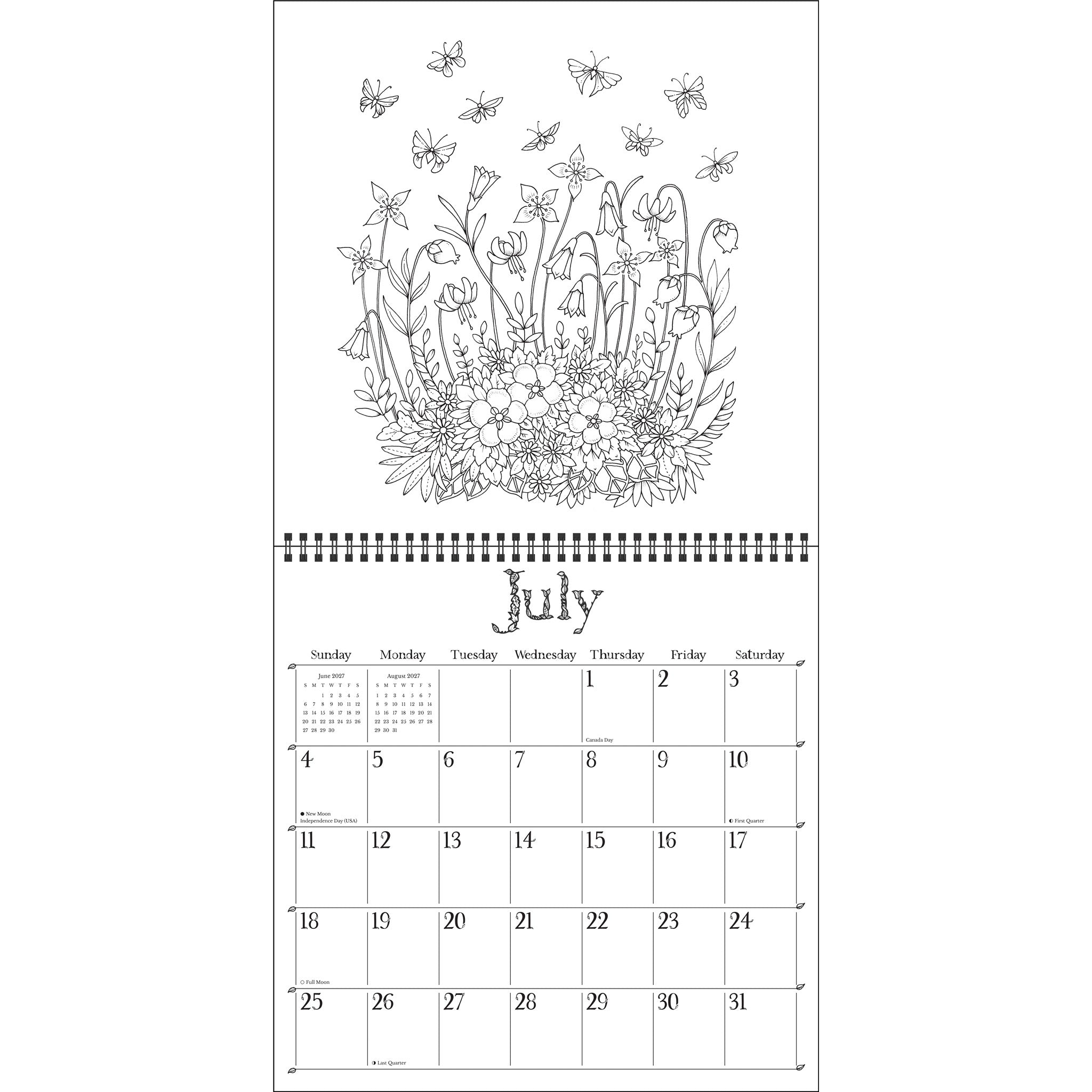 Johanna Basford Wonderful Wildflowers Coloring 2027 Wall Calendar