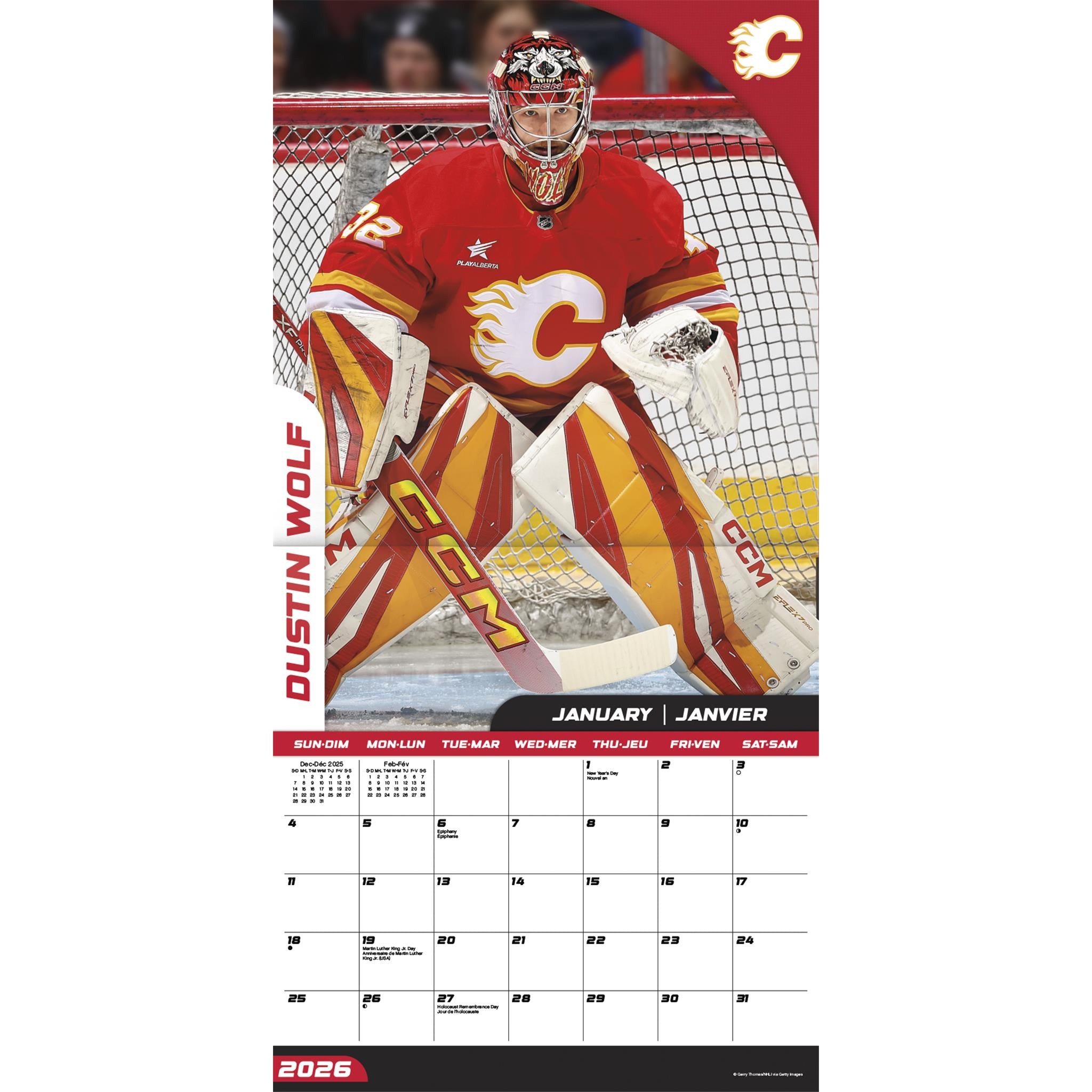 NHL Calgary Flames Bilingual 2026 Wall Calendar