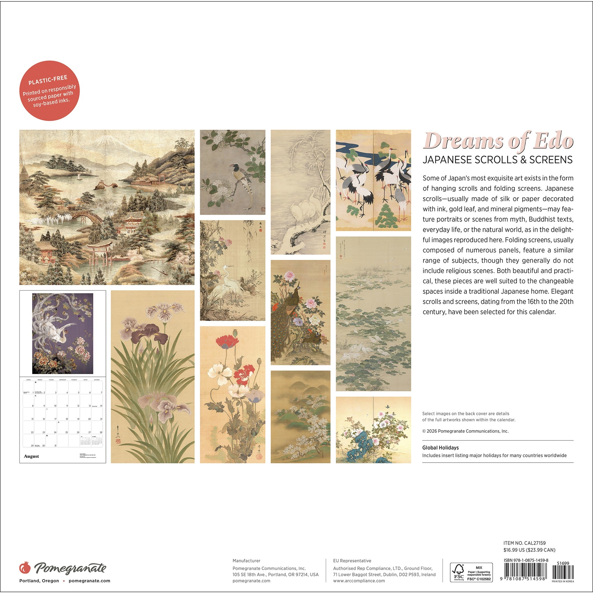 Dreams of Edo Japanese Scrolls and Screens 2027 Wall Calendar