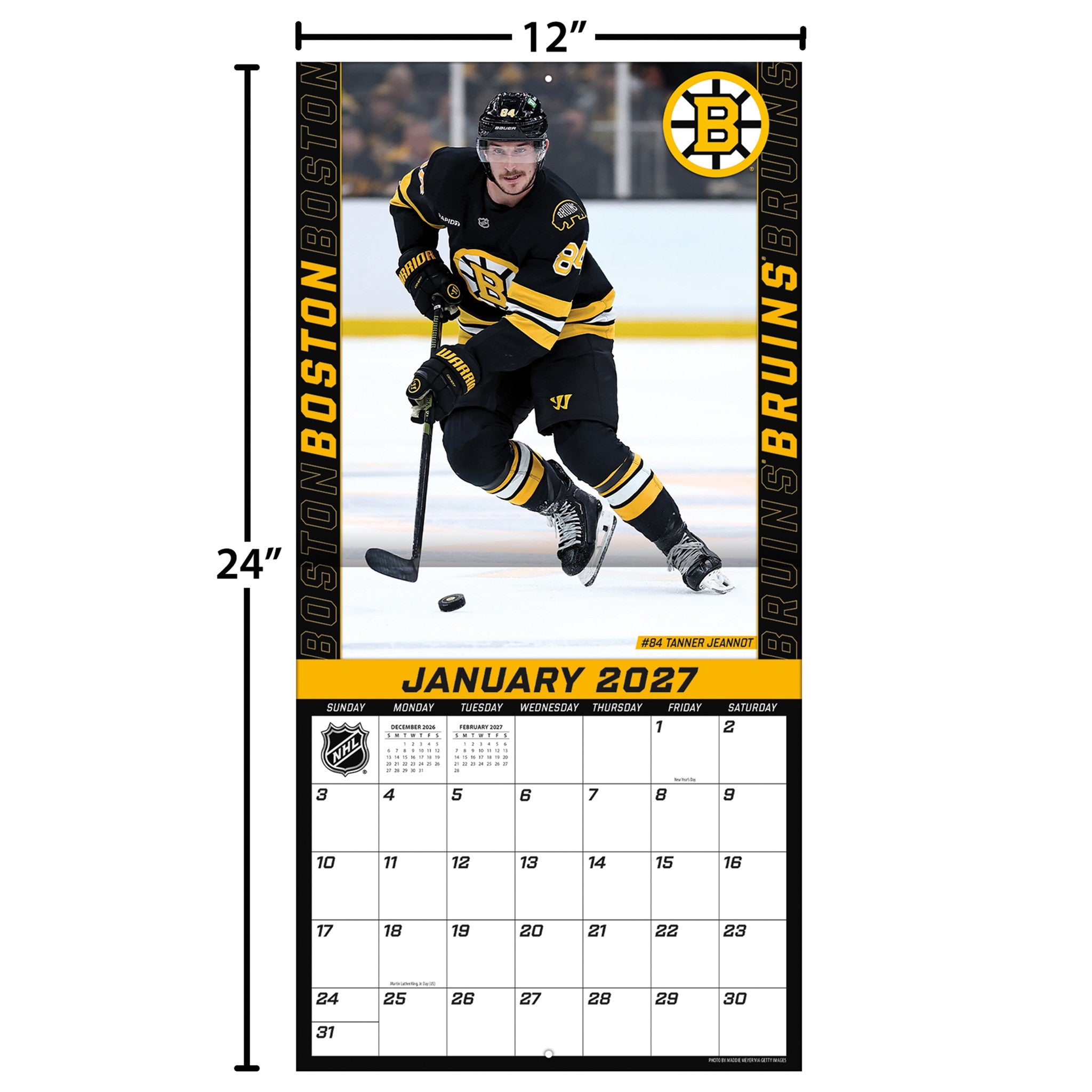 NHL Boston Bruins 2027 Wall Calendar