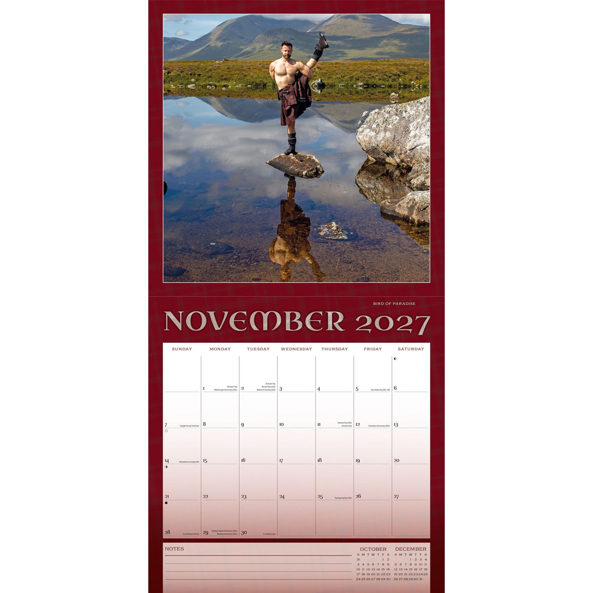 Kilted Yoga 2027 Wall Calendar